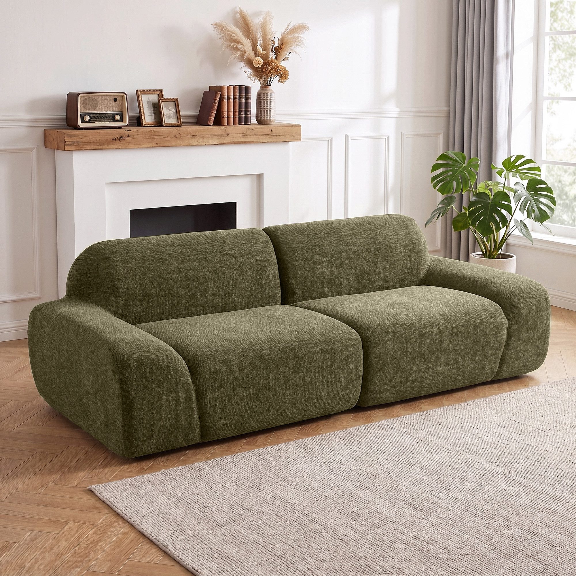 HOMCOM Sofa Cloud-Sofa mit Chenille-Optik, Set 1 Teile, Keine Montage, Boneless Design