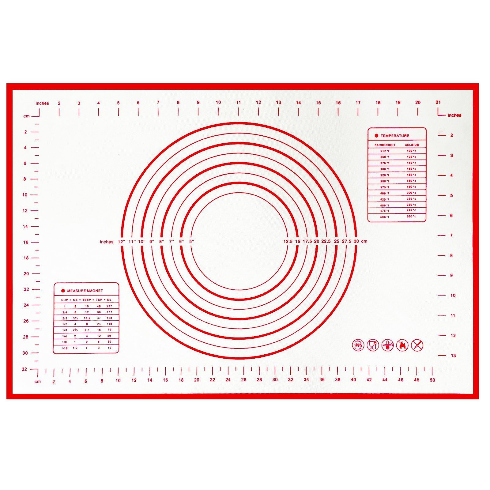 SunJas Backmatte Silikon-Backmatte 60x40cm, Antihaft Backunterlage,Teigmatte Rutschfest, (1-tlg), Extra Dick & Antihaft für Pizza Kekse Pfannkuchen Pasta Backen