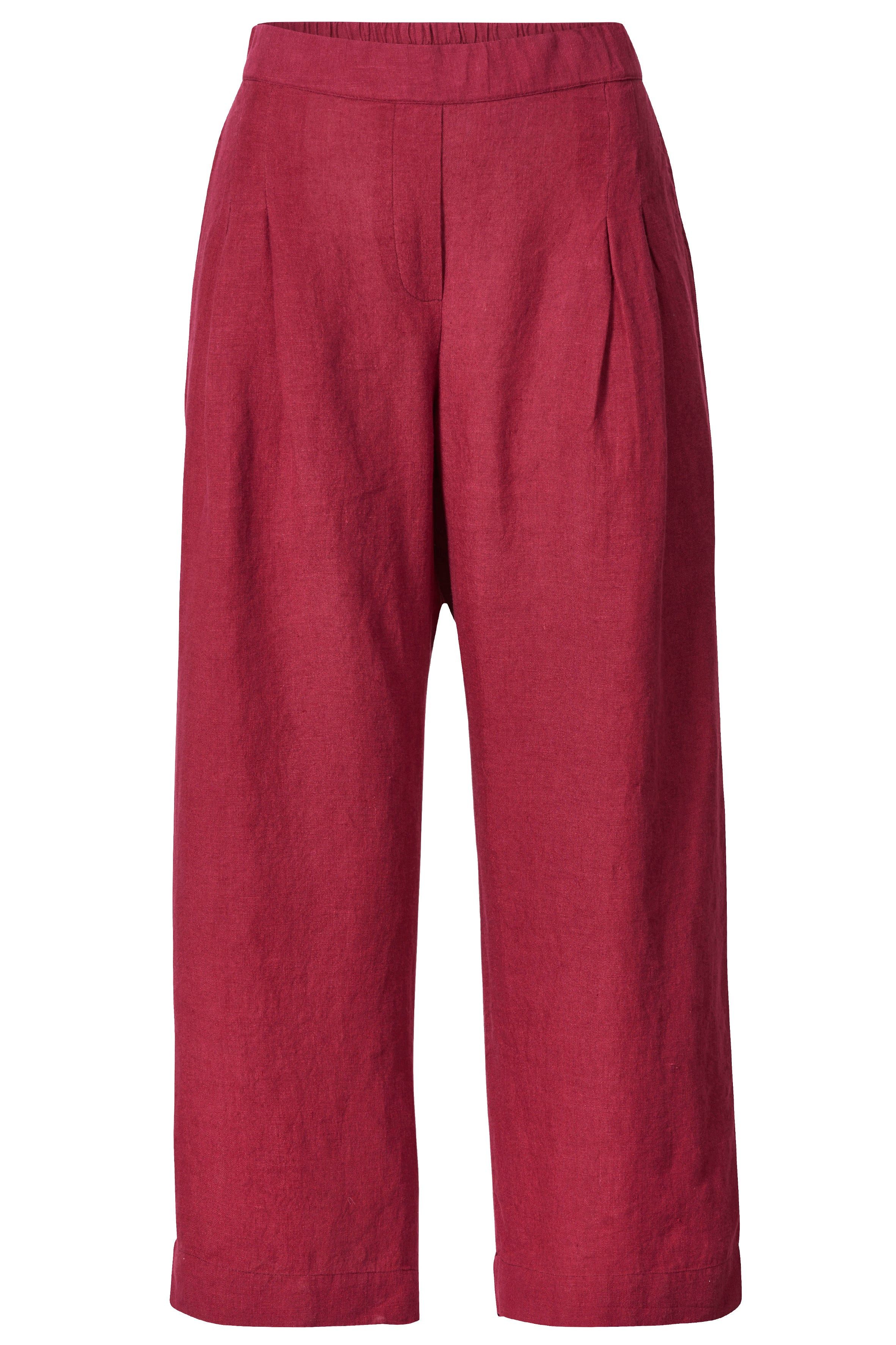 Himalaya Clothing Stoffhose Edle Leinenhose Damen mit Bundfalten - Luftige Sommerhose mit Taschen Bequeme und weite Damenhose mit elastischem Bund