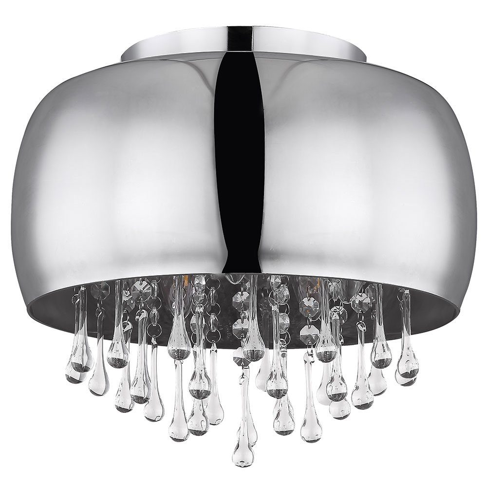 GLOBO LIGHTING Deckenleuchte, Leuchtmittel nicht inklusive, Decken Lampe Leuchte Metall Chrom Glas Kristalle Klar Wohn Ess Zimmer
