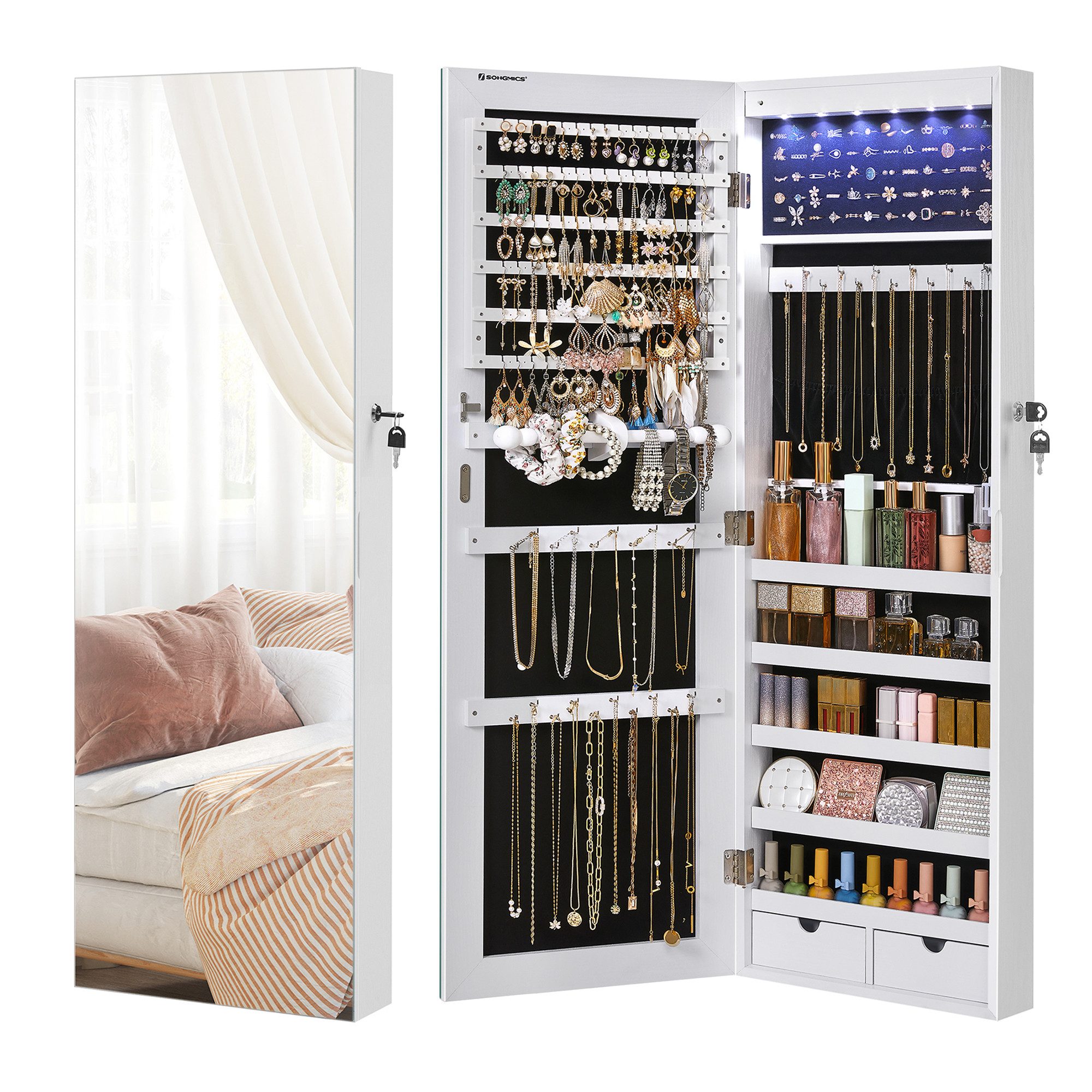 SONGMICS Schmuckschrank Spiegelschrank mit LED und günstig online kaufen