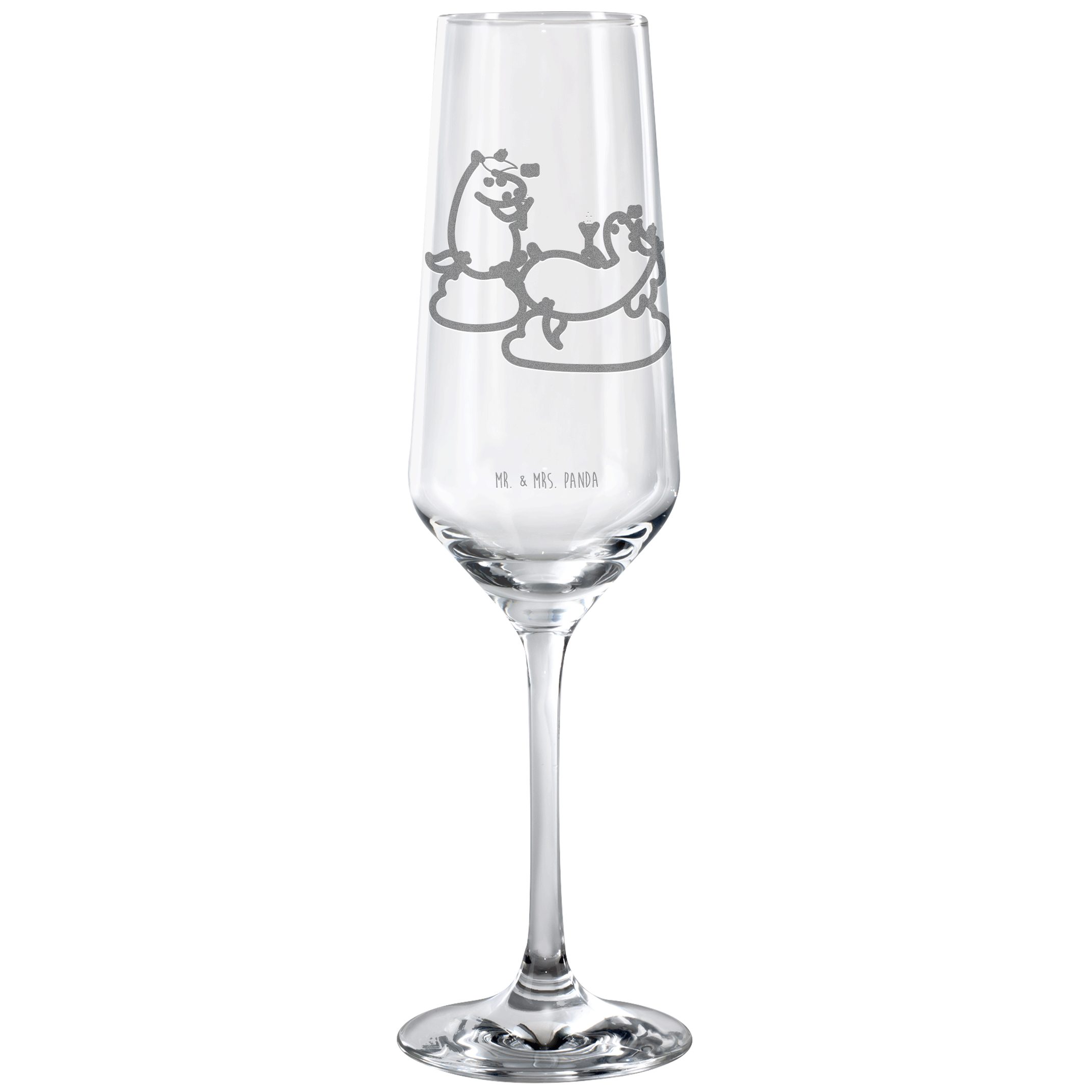 Mr. & Mrs. Panda Sektglas Einhorn Sekt - Transparent - Geschenk, Sektglas, Unicorn, Freundinnen, Premium Glas, Persönliche Gravur