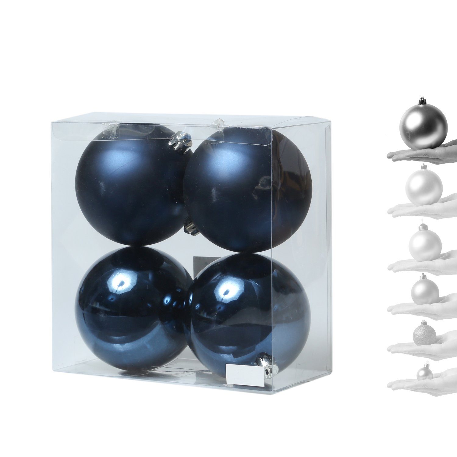 MARELIDA Weihnachtsbaumkugel Christbaumkugeln Weihnachtskugeln bruchfest 10cm blau 4er Set (4 St)