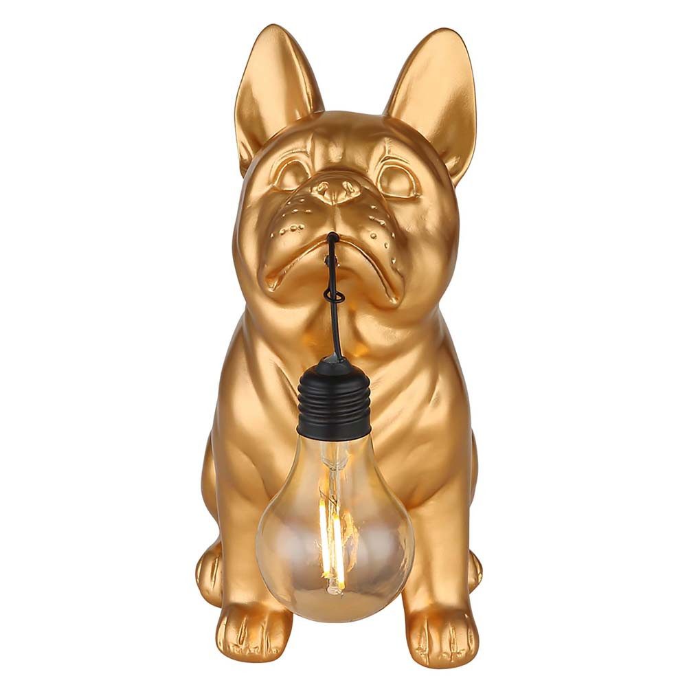 GLOBO LIGHTING LED Solarleuchte, LED-Leuchtmittel fest verbaut, Warmweiß, LED Solarleuchte Solarlampe Außenleuchte goldfarben matt Hund H 23,5cm