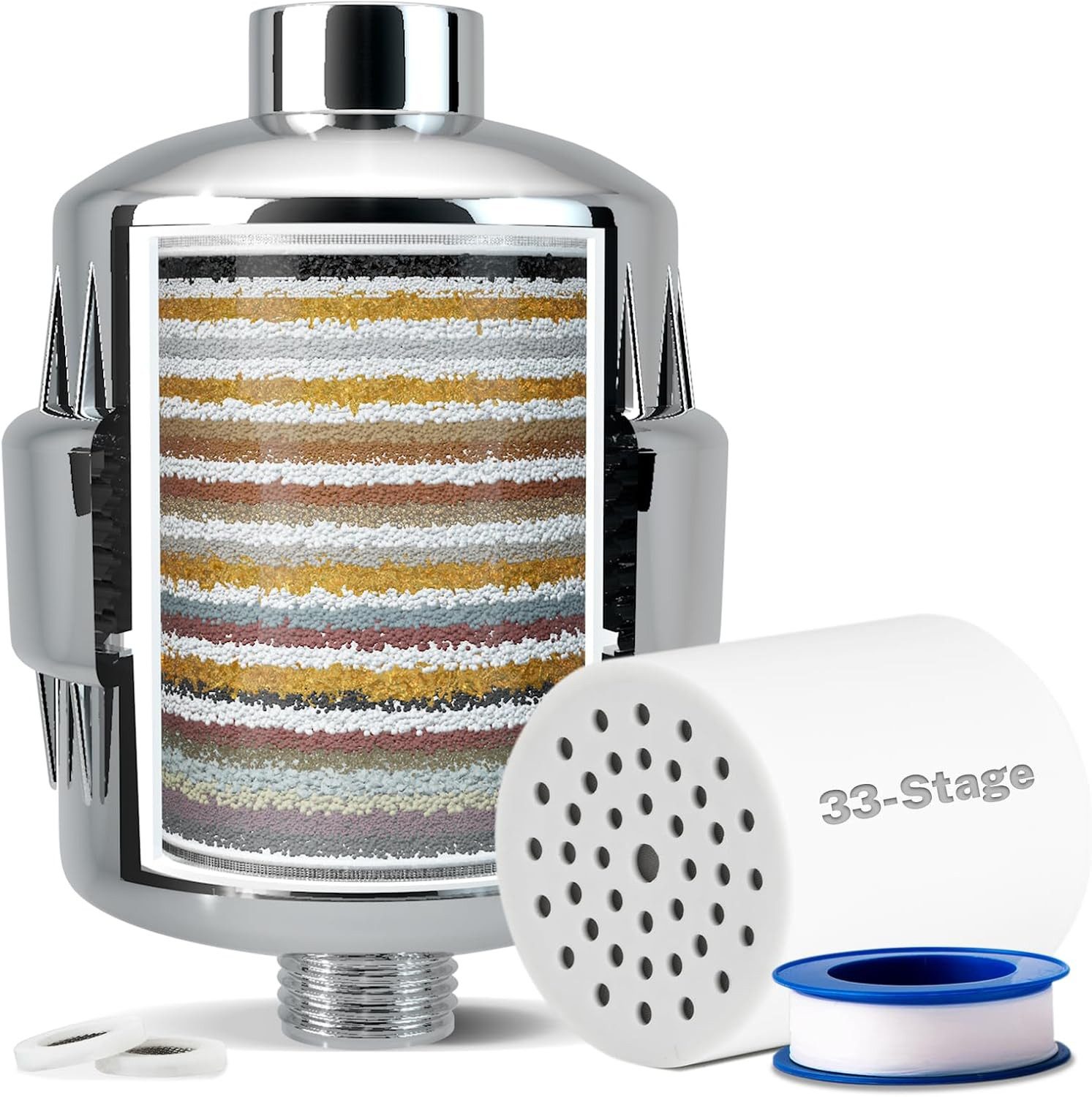 iSpring Wasserfilter SF2S 33-Stufen Duschfilter-entfernt Fluorid & Chlor, für Haut, Haar