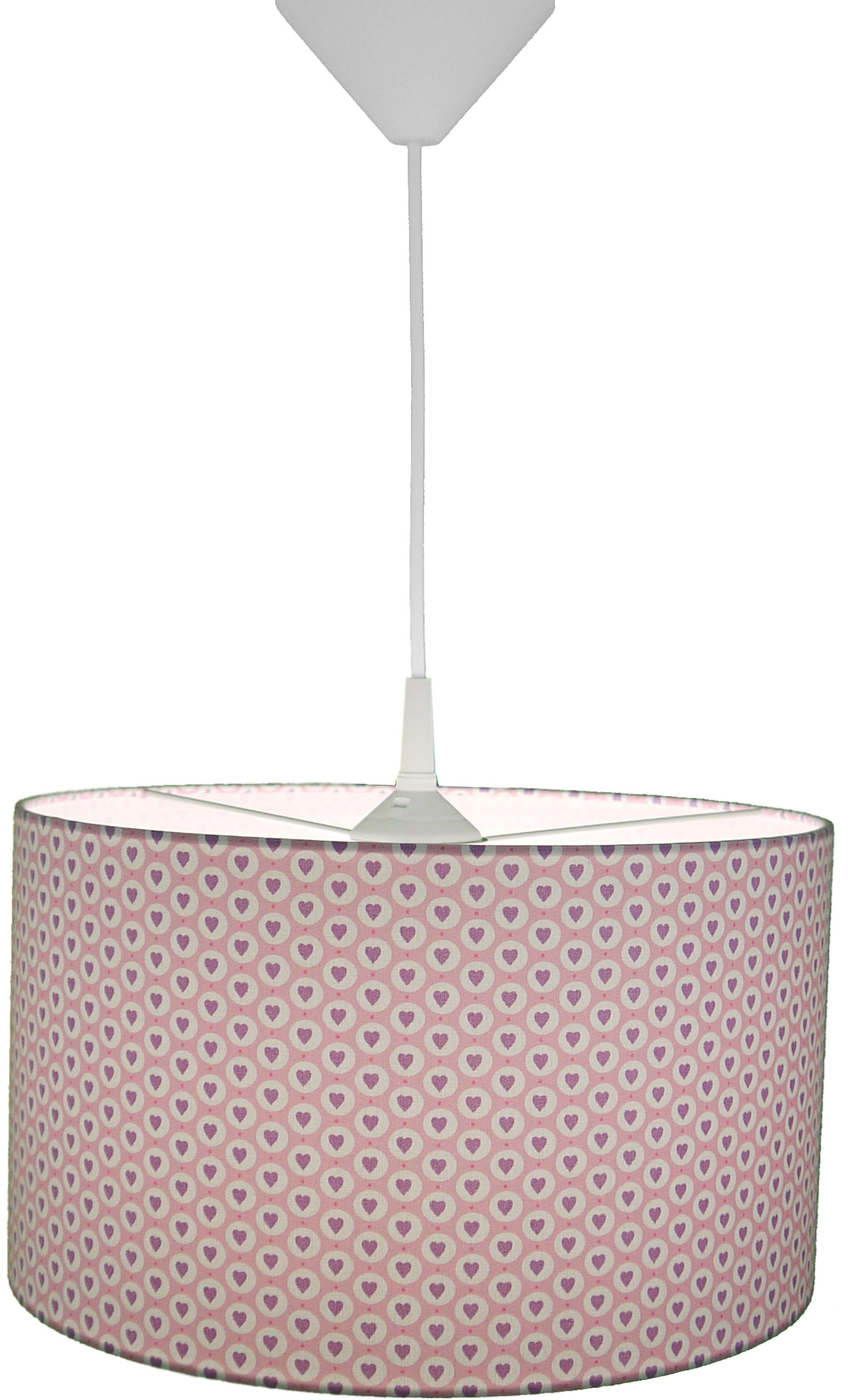 niermann Hängeleuchte Stoff-Pendelleuchte Herzen rosa/pink, Kinderzimmer, Kinderlampe