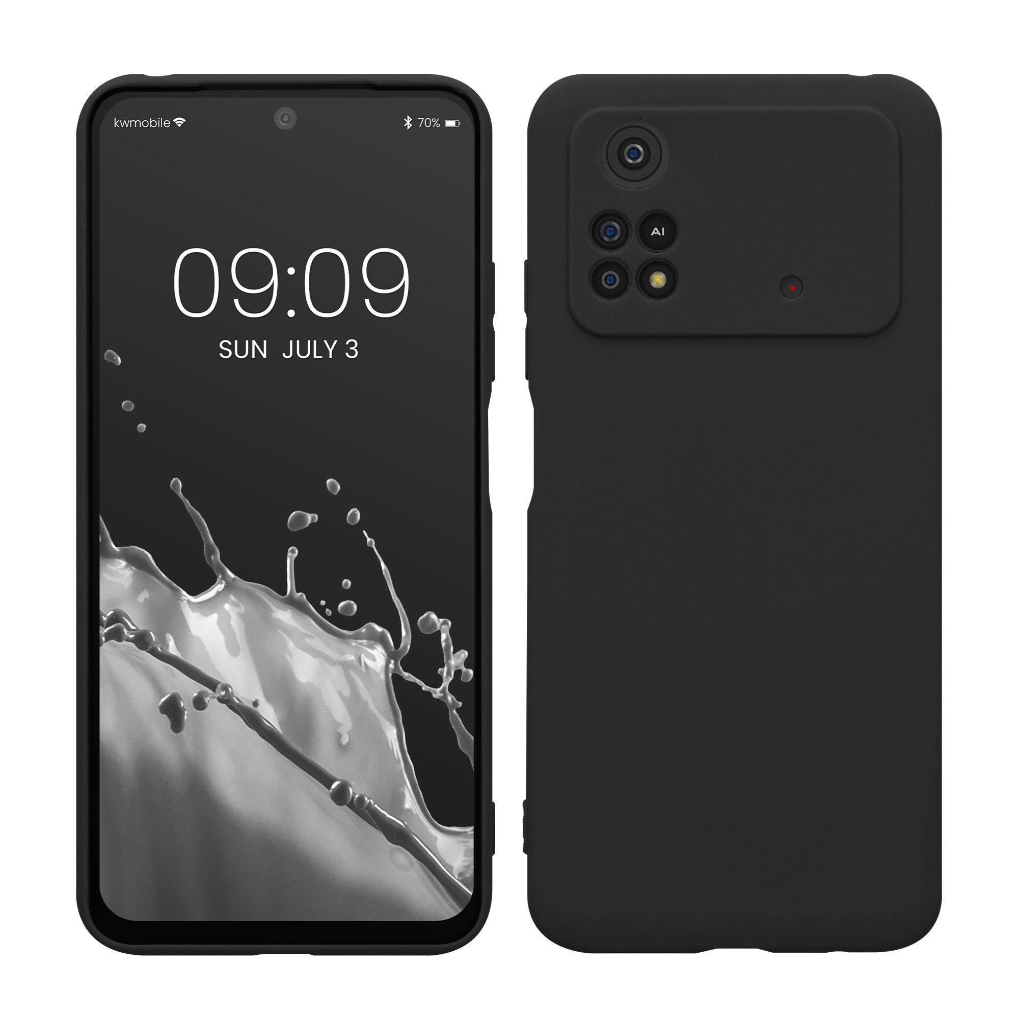 kwmobile Handyhülle Hülle für Xiaomi Poco M4 Pro, Backcover Silikon - Soft Handyhülle - Handy Case in Schwarz matt
