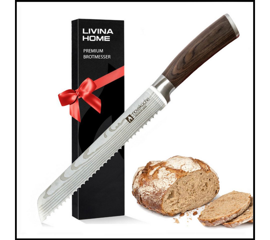 LIVINA HOME Brotmesser Brot Messer mit Wellenschliff, mit extrem scharfer Klinge, Küchenmesser, Klingenlänge 20 cm, Oster Deal Sale!