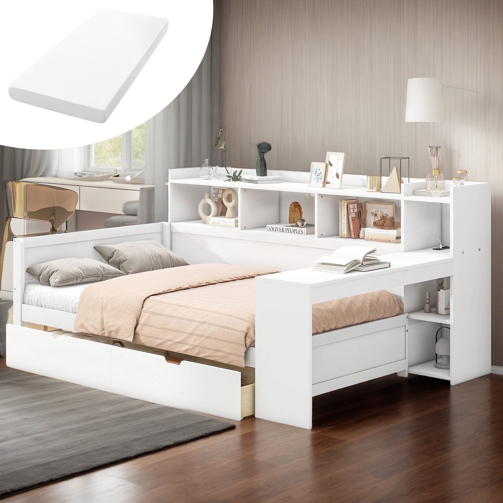 REDOM Schlafsofa Daybett,Funktionsbett,Stauraumbett, Tagesbett mit Schreibt günstig online kaufen