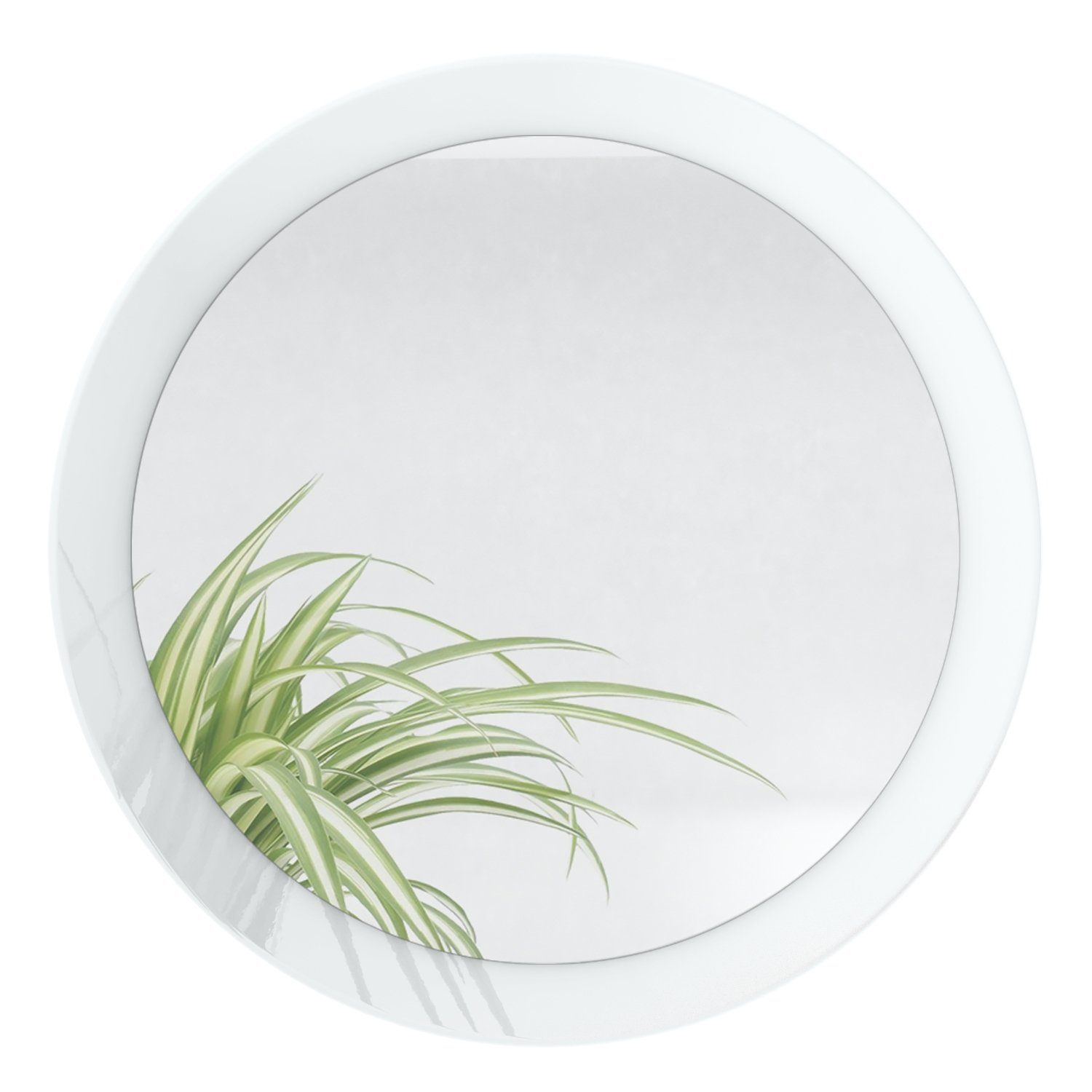 in mit runder für Wandspiegel Durchmesser) Spiegel, MDF-Rahmen), Hochglanz (50 Vladon cm Globe Weiß Flur (dekorativer Wohnzimmer und