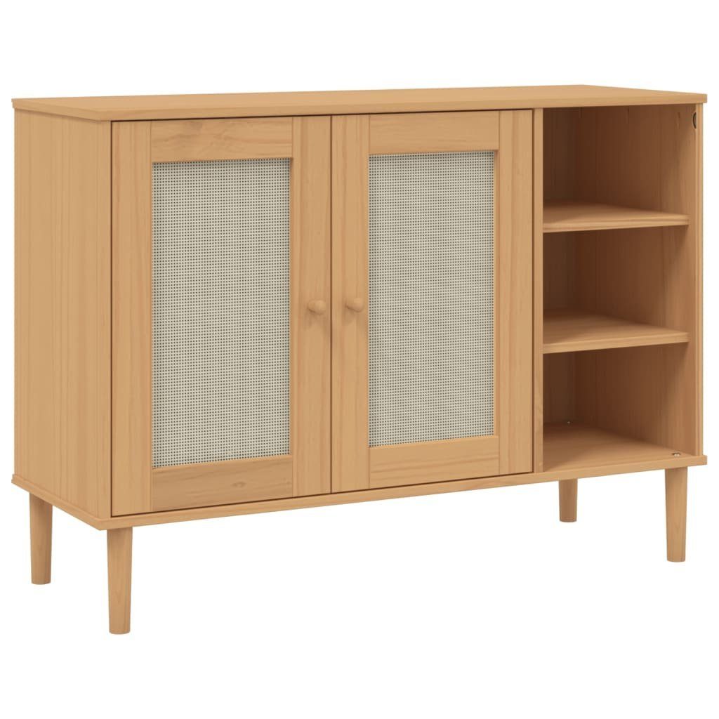 vidaXL Sideboard Sideboard SENJA Rattan-Optik Braun 112x40x80 cm Kiefernholz (1 St)