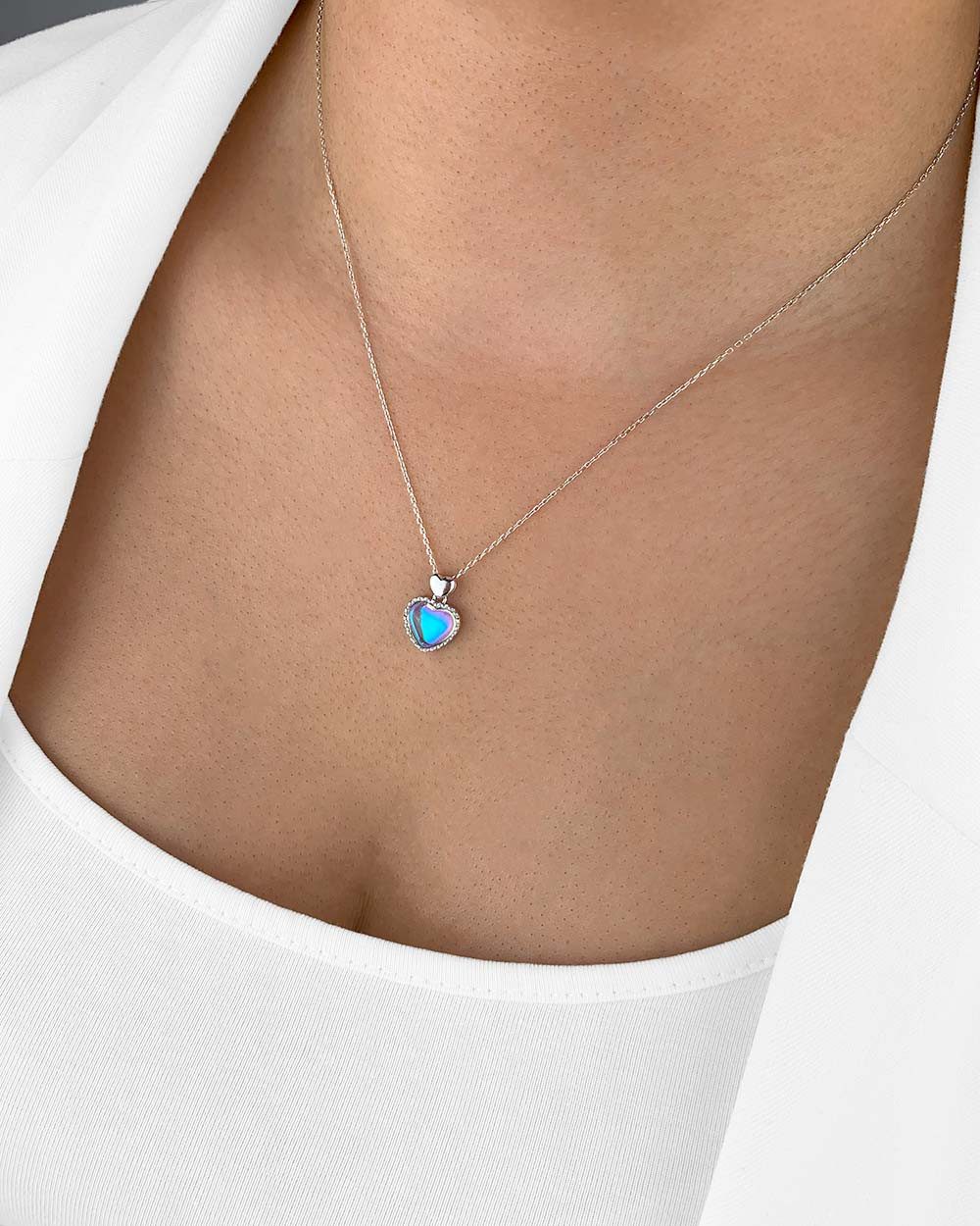 Herzkette 'Dania' Damen Halskette Silber 925 Herz Anhänger Mondstein