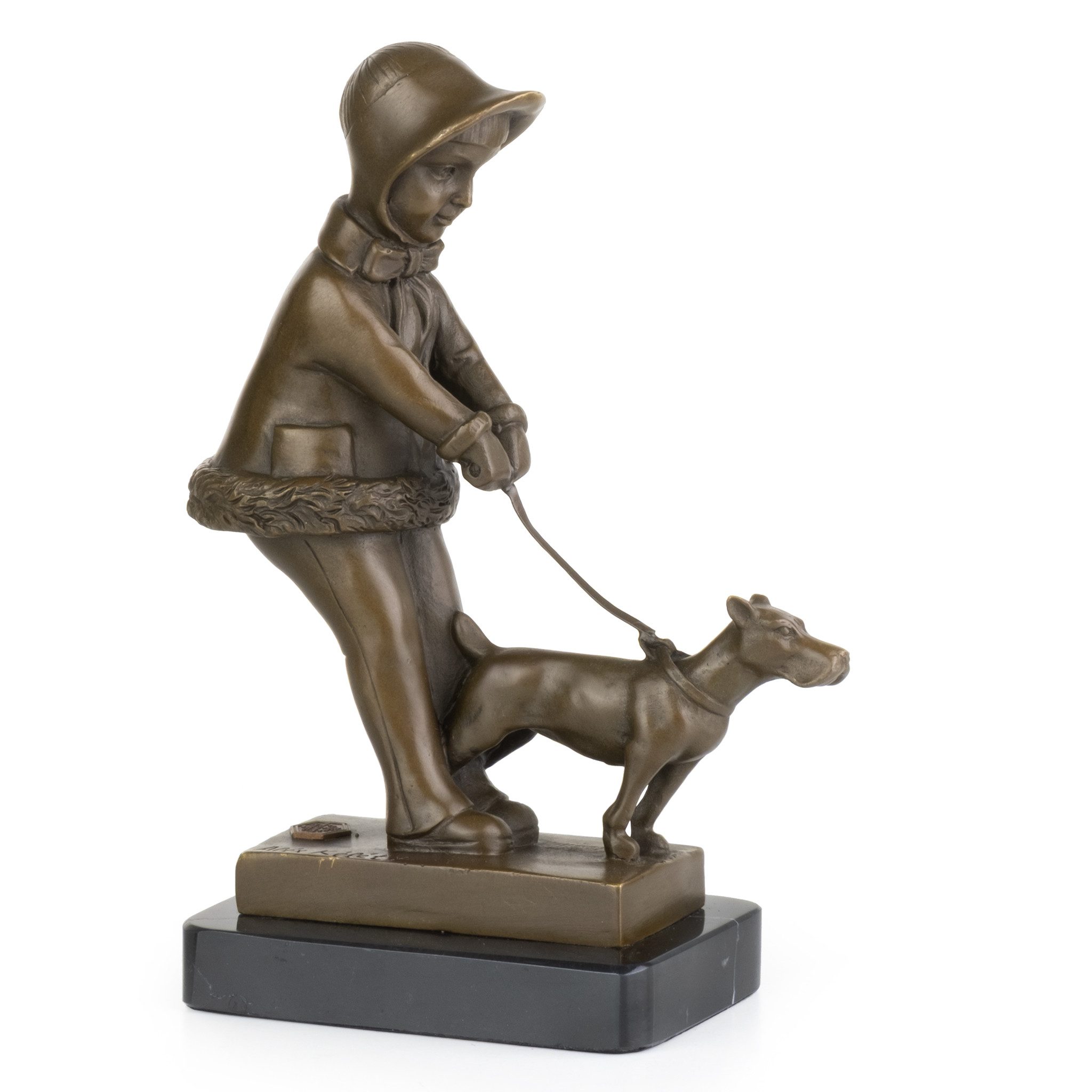 Moritz Skulptur Art Deco Kind mit Hund