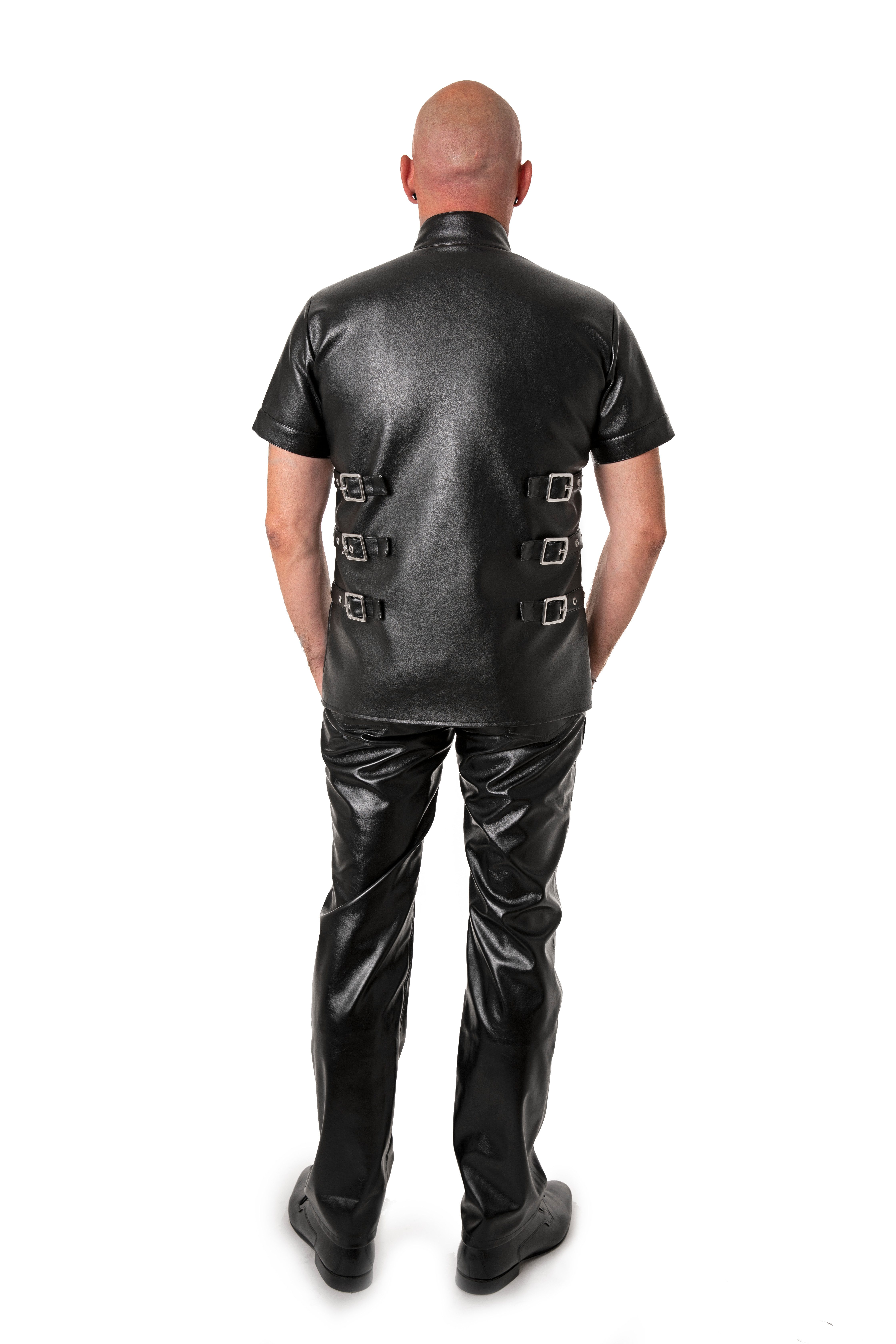 The Black Rose Hemdjacke Lederhemd - Schwarz - veganes Leder - 3XL