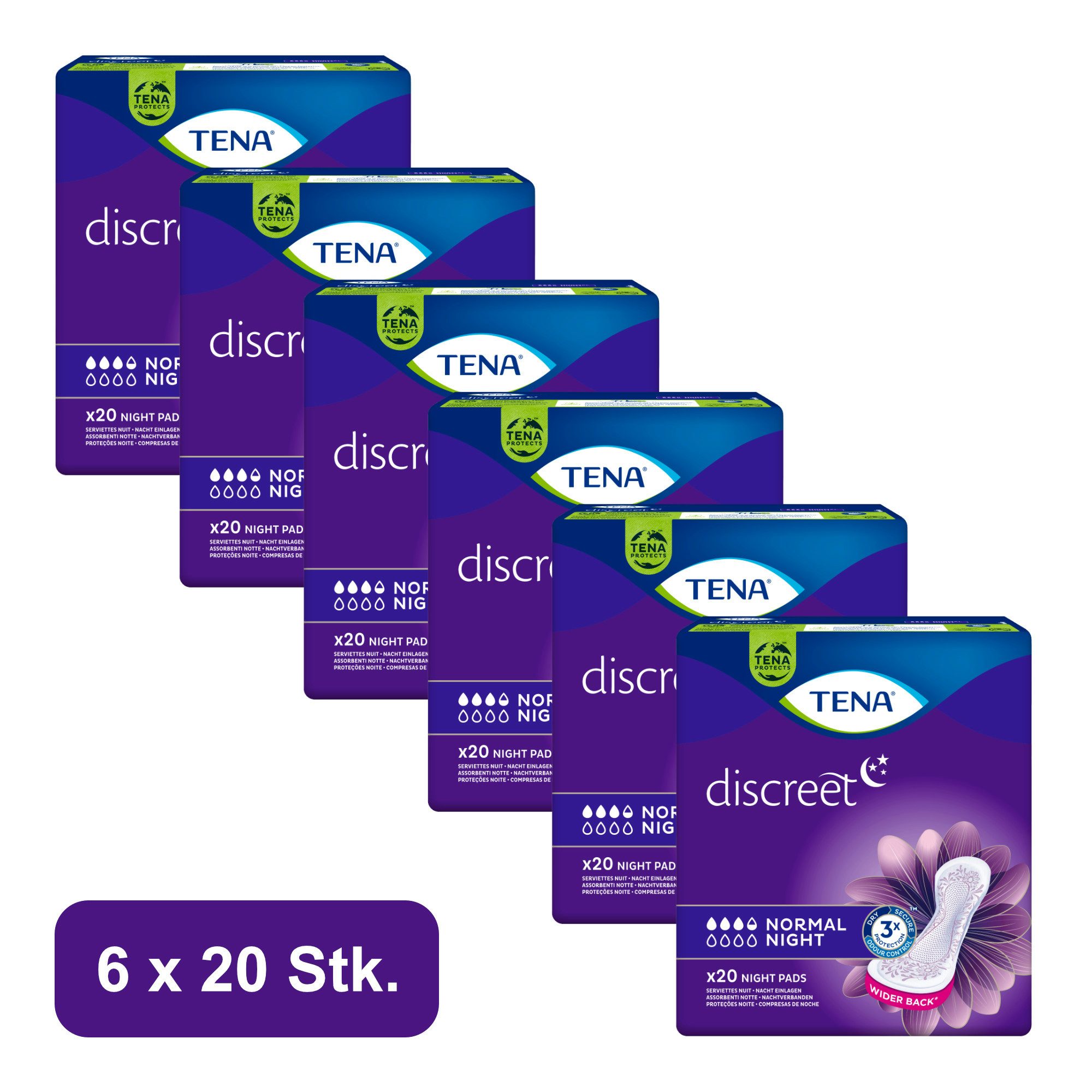 TENA Inkontinenz-Einlage TENA - Discreet Normal Night, 120-St.