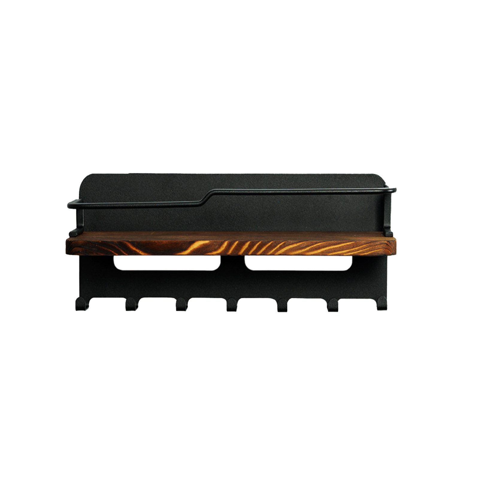 HAUSS SPOLE Wandgarderobe 3-in-1 Schlüsselhaken Хранилищаsregal mit Ablage (Regale Küche Wohnzimmer Schlafzimmer Pflanzen CDs Deko usw, mit Ablage aus Massivholz und 7 Haken aus Metall), für Jacken Mäntel Schals Handtaschen Schlüssel und Mehr