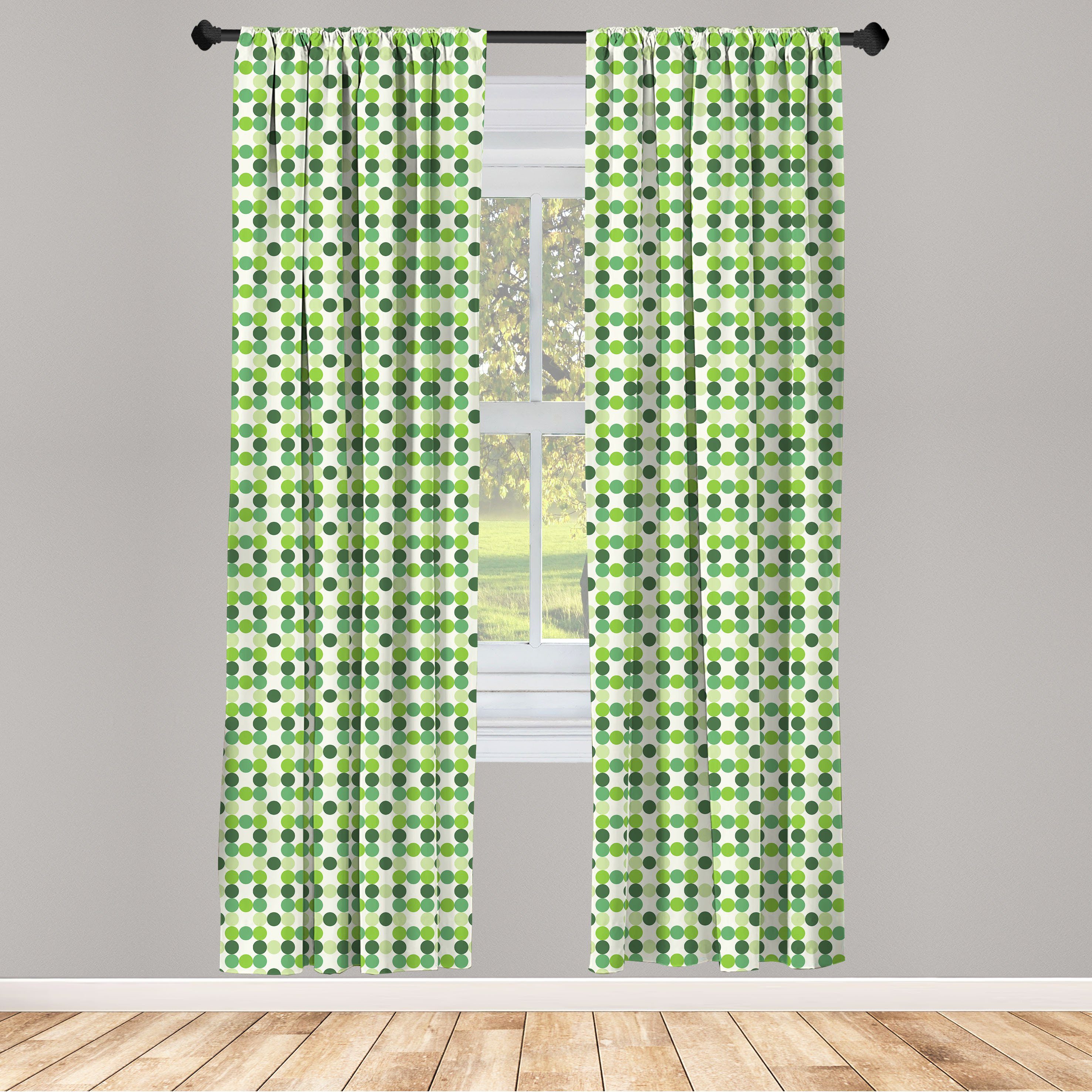 Gardine Vorhang für Wohnzimmer Schlafzimmer Dekor, Abakuhaus, Microfaser, Grün Kreise verschiedenen Töne