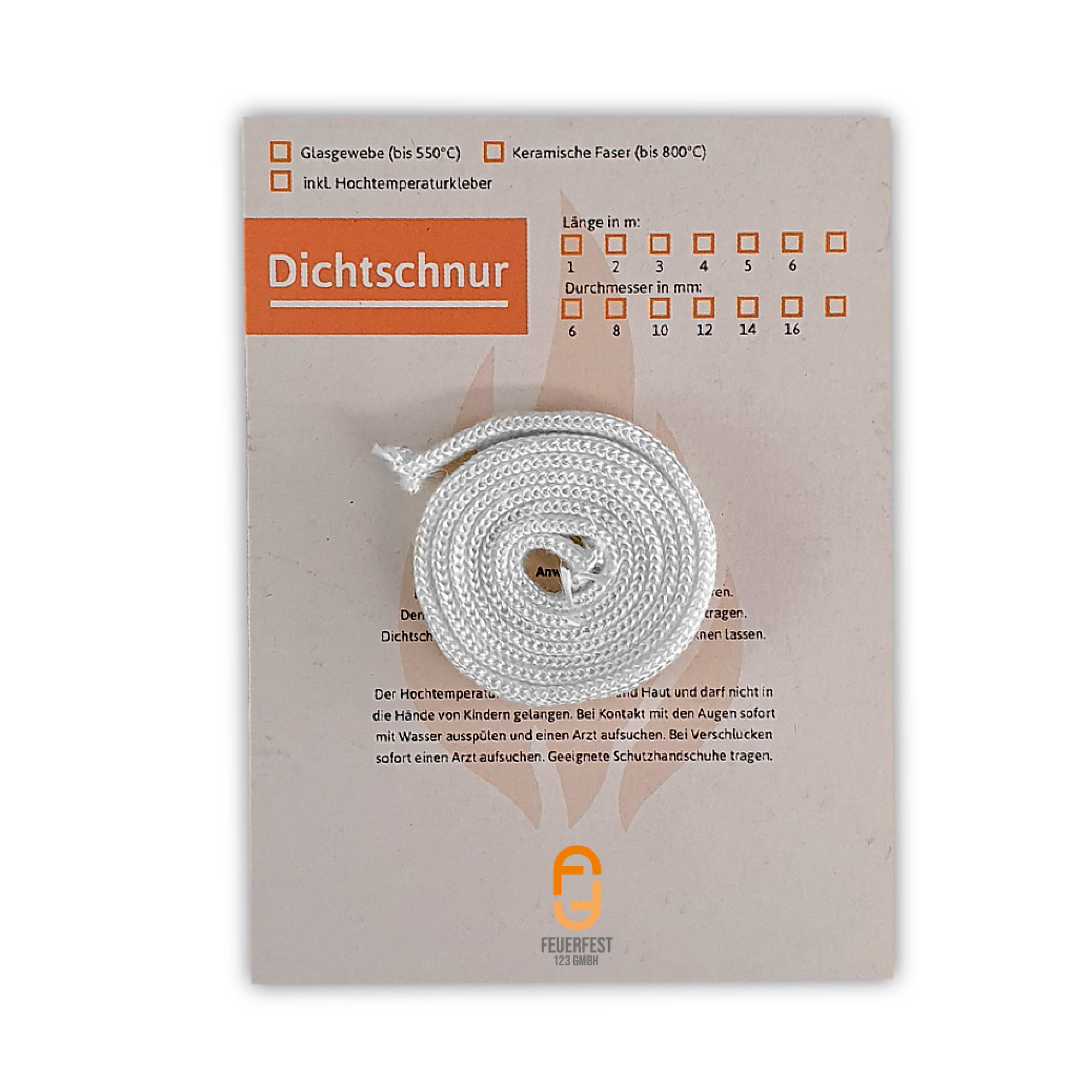 Feuerfest 123 GmbH Dichtungsband Hohlkordeldichtschnur - Abdichtung für Kamine & Öfen, reißfest, hitzebeständig bis 500°C - hohe Qualität für mehr Sicherheit
