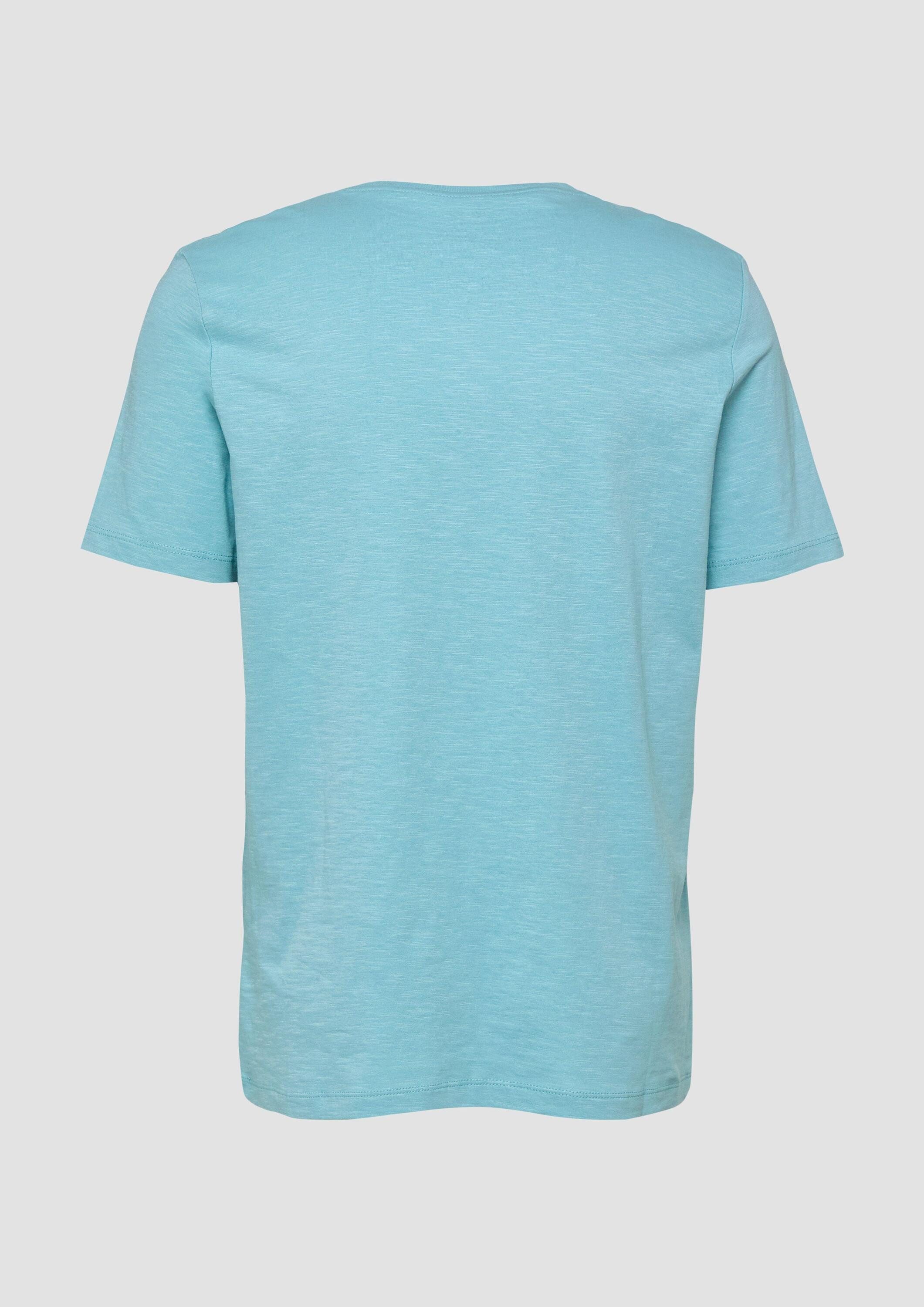 s.Oliver Kurzarmshirt T-Shirt T-Shirt in Flammgarnstruktur mit Brusttasche