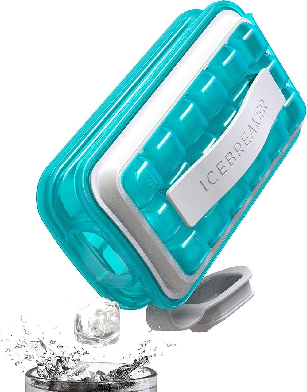 ICEBREAKER Eiswürfelform ICEBREAKER POP - hygienische Silikon-Eiswürfelform - 18 Eiswürfel, Eiswürfelbereiter Clear Water Blue