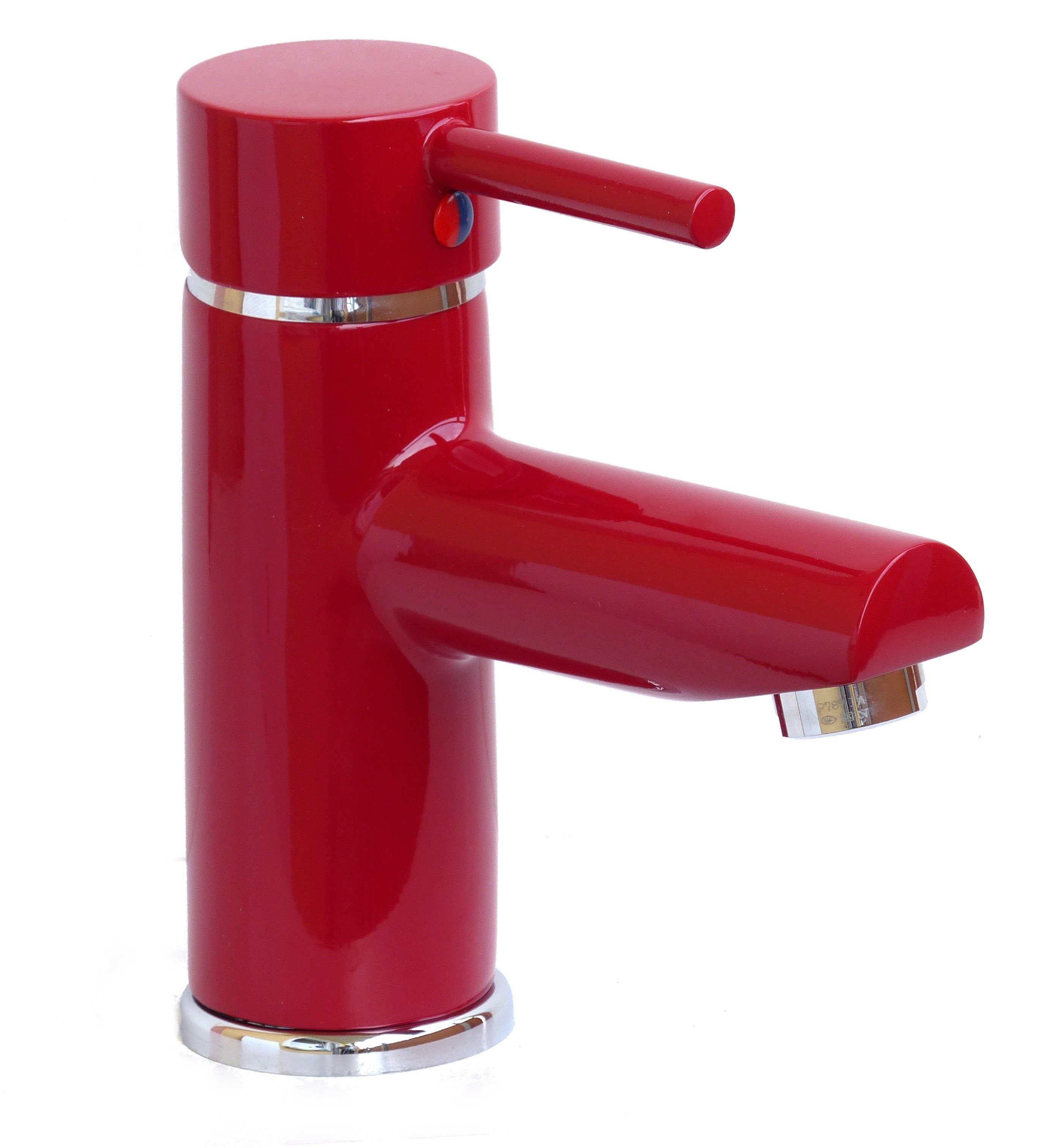 WAGNER® Spültischarmatur Einhebel-Waschtischarmatur Waschbecken Wasserhahn Bad Armatur rot farbig