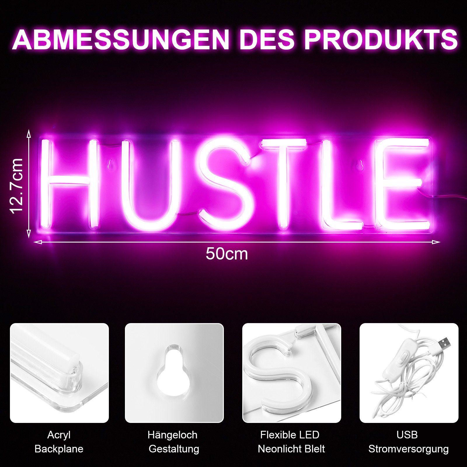 Sunicol Nachtlicht LED Neon Schild Licht Nachtlicht Leuchtreklame Sign Wandleuchte,USB
