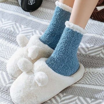 FIDDY Thermosocken Damen-Korallenfleece-Socken, dicke Hausschuhsocken (7-Paar) Modisch, warm, tolles Geschenk