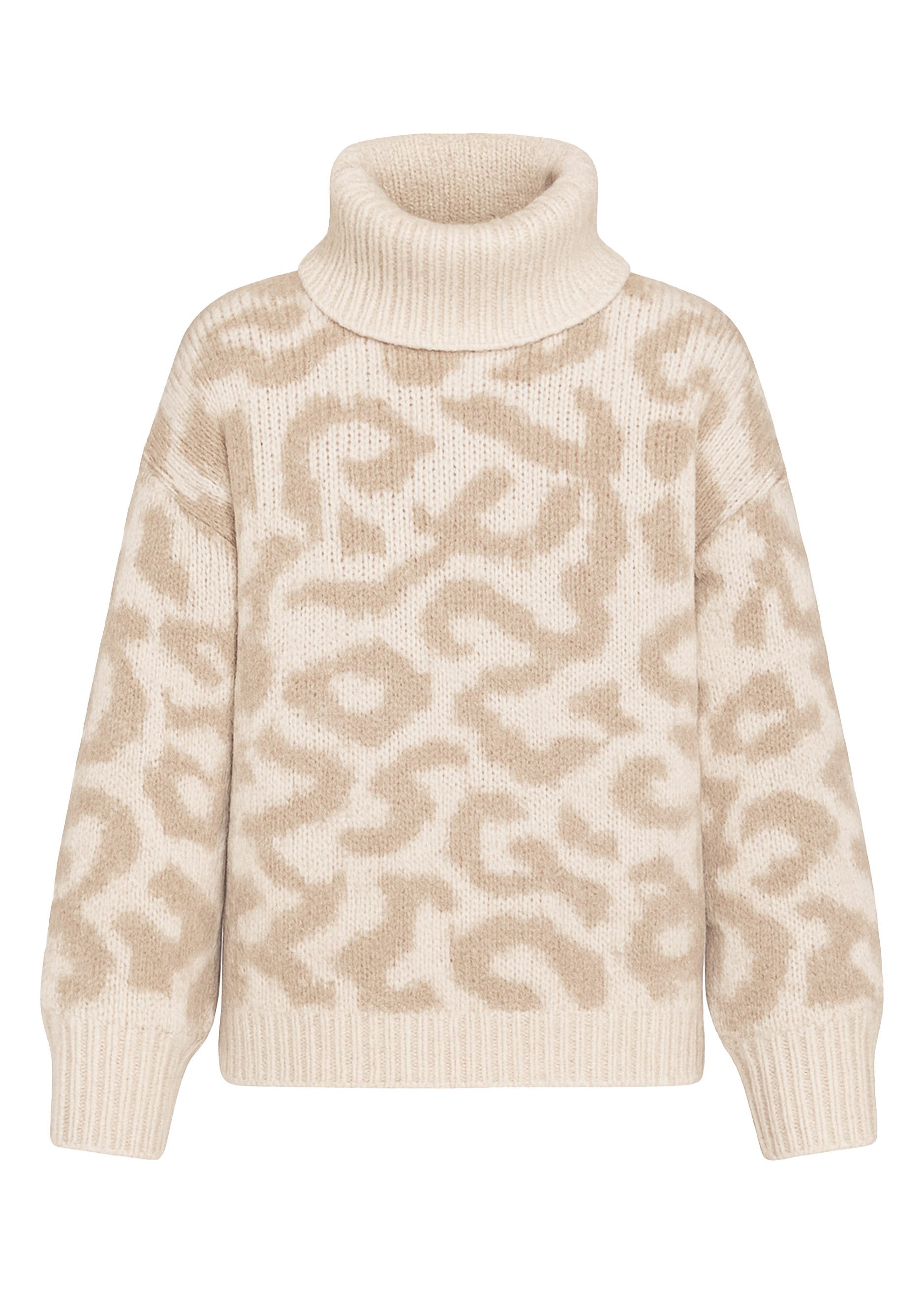 Rollkragenpullover Rollkragenpullover mit Leomuster für Damen