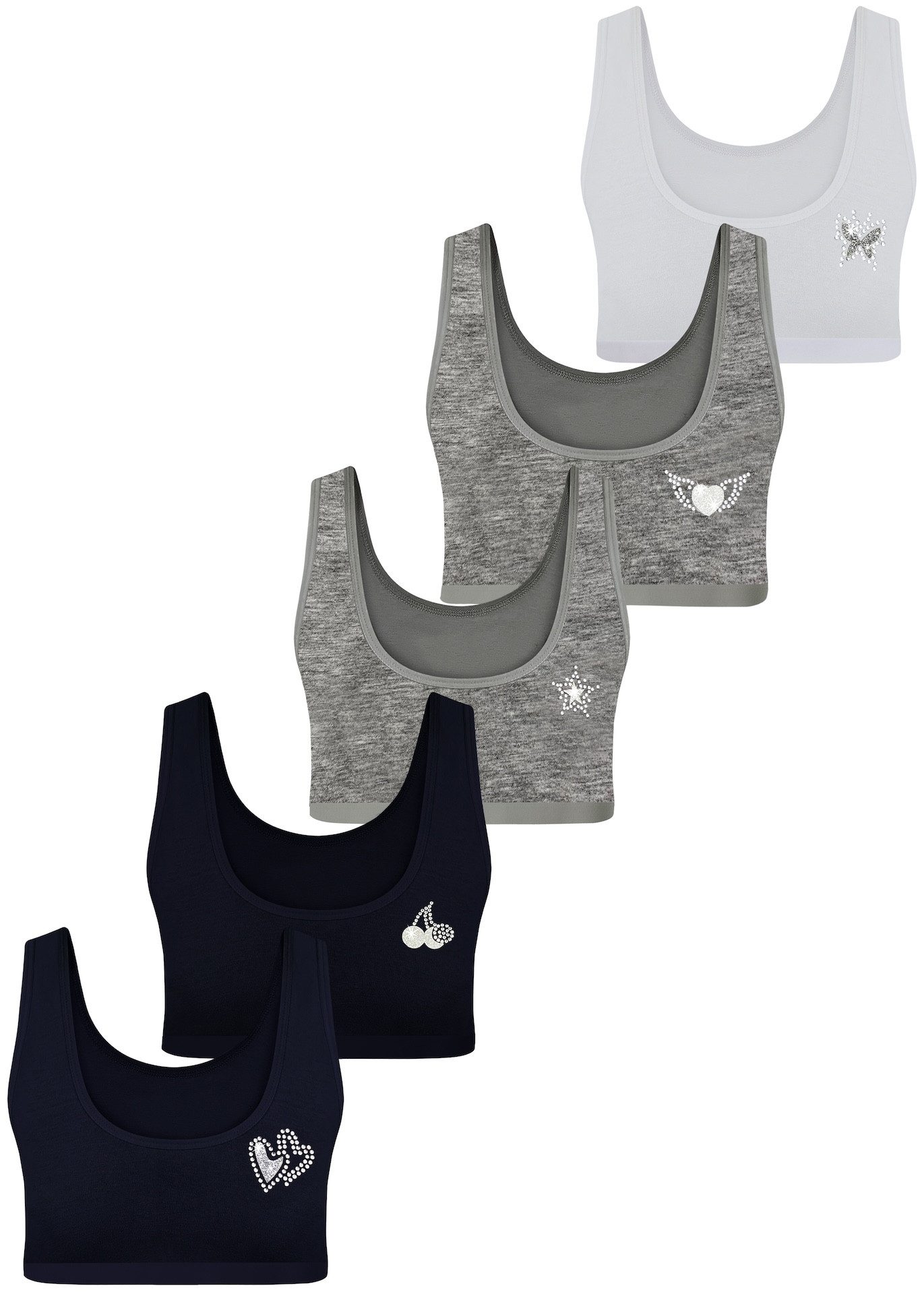 Bustier 5er Set Mädchen Bustier BH - Strass - Bunt
