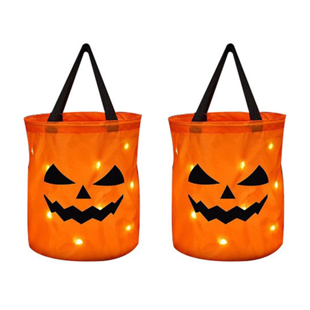 Coonoor Schultertasche Halloween Süßigkeiten Tasche, 2 Stück Süßigkeiten Beutel Mit Led Licht (2-tlg)