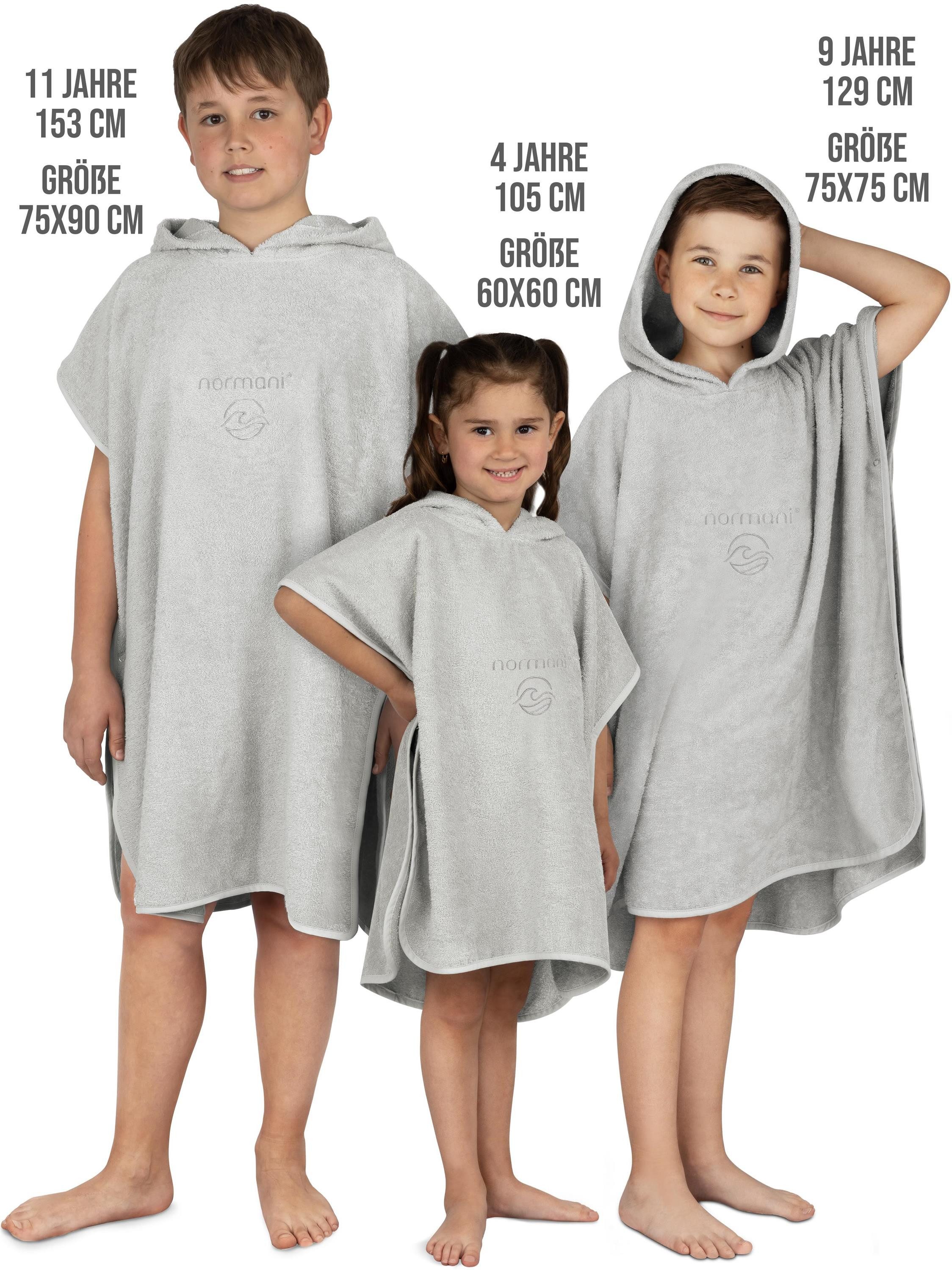 normani Badeponcho Badeponcho aus Bio-Baumwolle für Kinder, Bio-Baumwolle, Kapuze, Schlupf, Kinderbademantel mit Kapuze Strandponcho – Bild 2 von 5