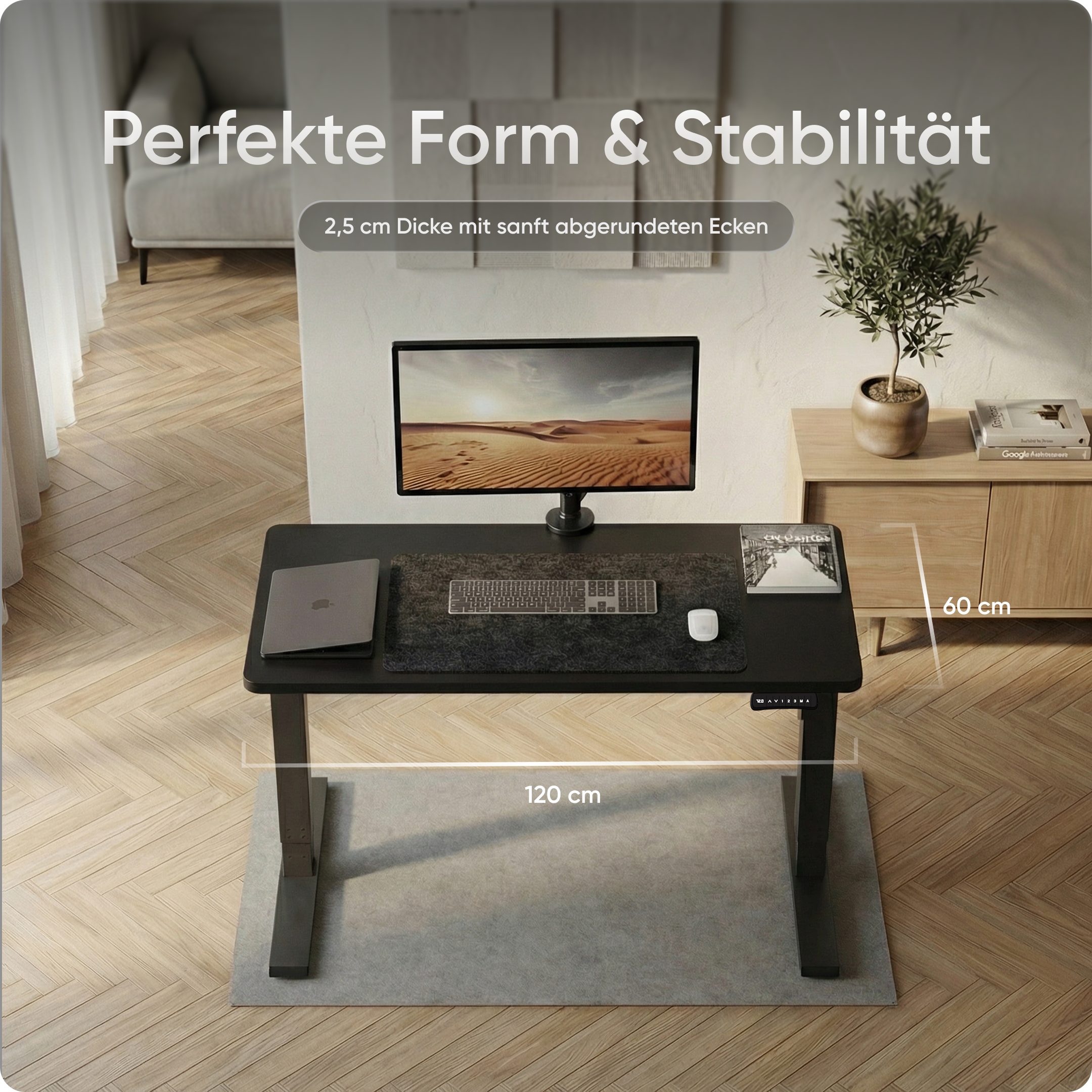 DESKSPACE Tischplatte Massive Tischplatte 25 mm – robust, wasserfest, pflegeleicht, 25 mm dick, melaminbeschichtet, wasserfest und montagefreundlich