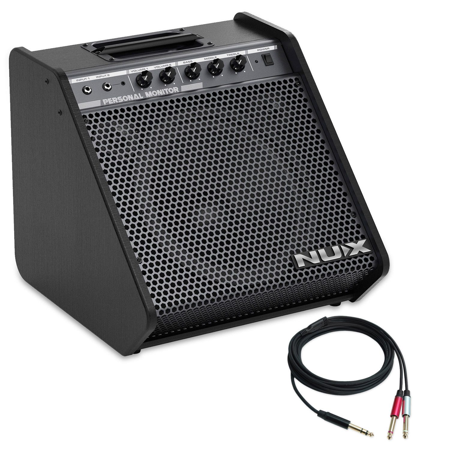 Nux E-Drum Nux Schlagzeug-Verstärker NPA-100 E-Drum Monitor mit Splitter-Kabel,Monitor-Lautsprecher, 1-St., Monitor-Lautsprecher, Vorteils-Set mit Splitter-Kabel