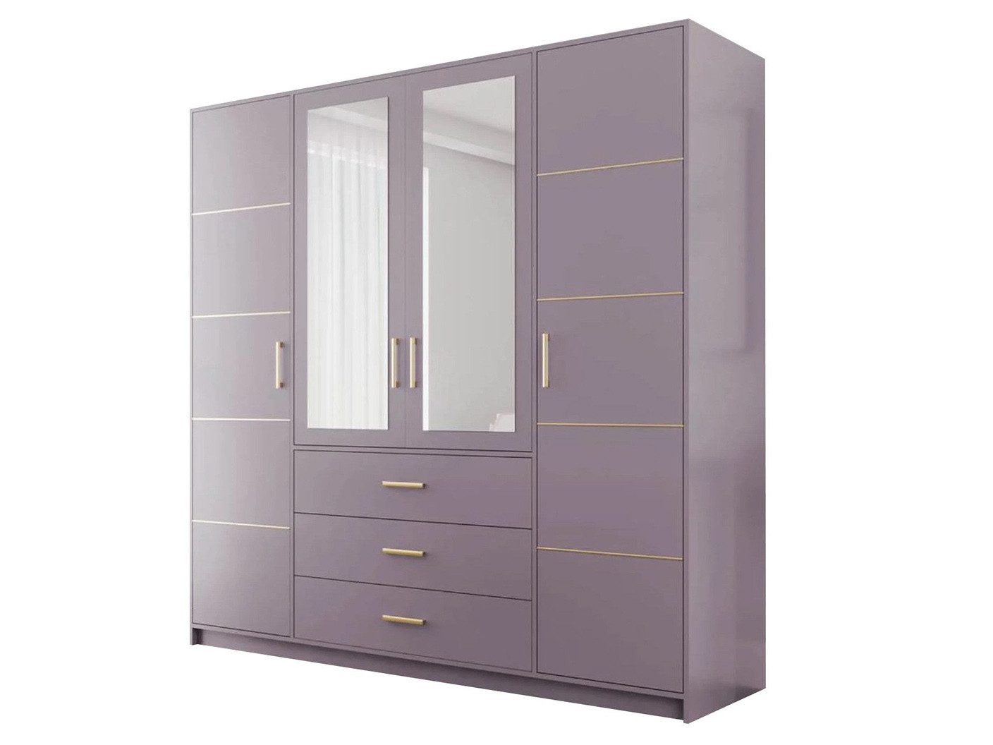 Beautysofa Kleiderschrank Kleiderschrank mit 4 türen BALI D4 Garderobenschrank mit Spiegel