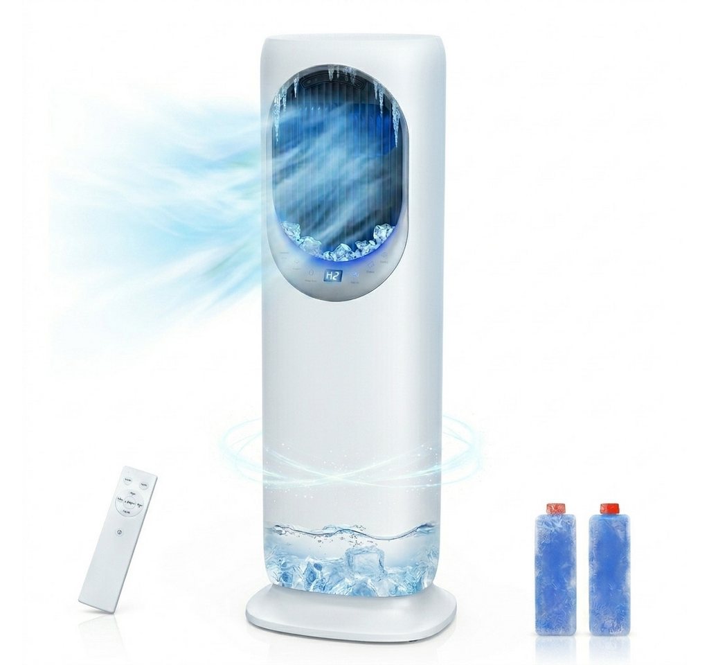 Rebonique Turmventilator Klimaanlage mit Heizlüfter/Luftkühler/Luftbefeuchter, 4L Wassertank, 3 Geschwindigkeiten für Schlafzimmer Büro Wohnzimmer