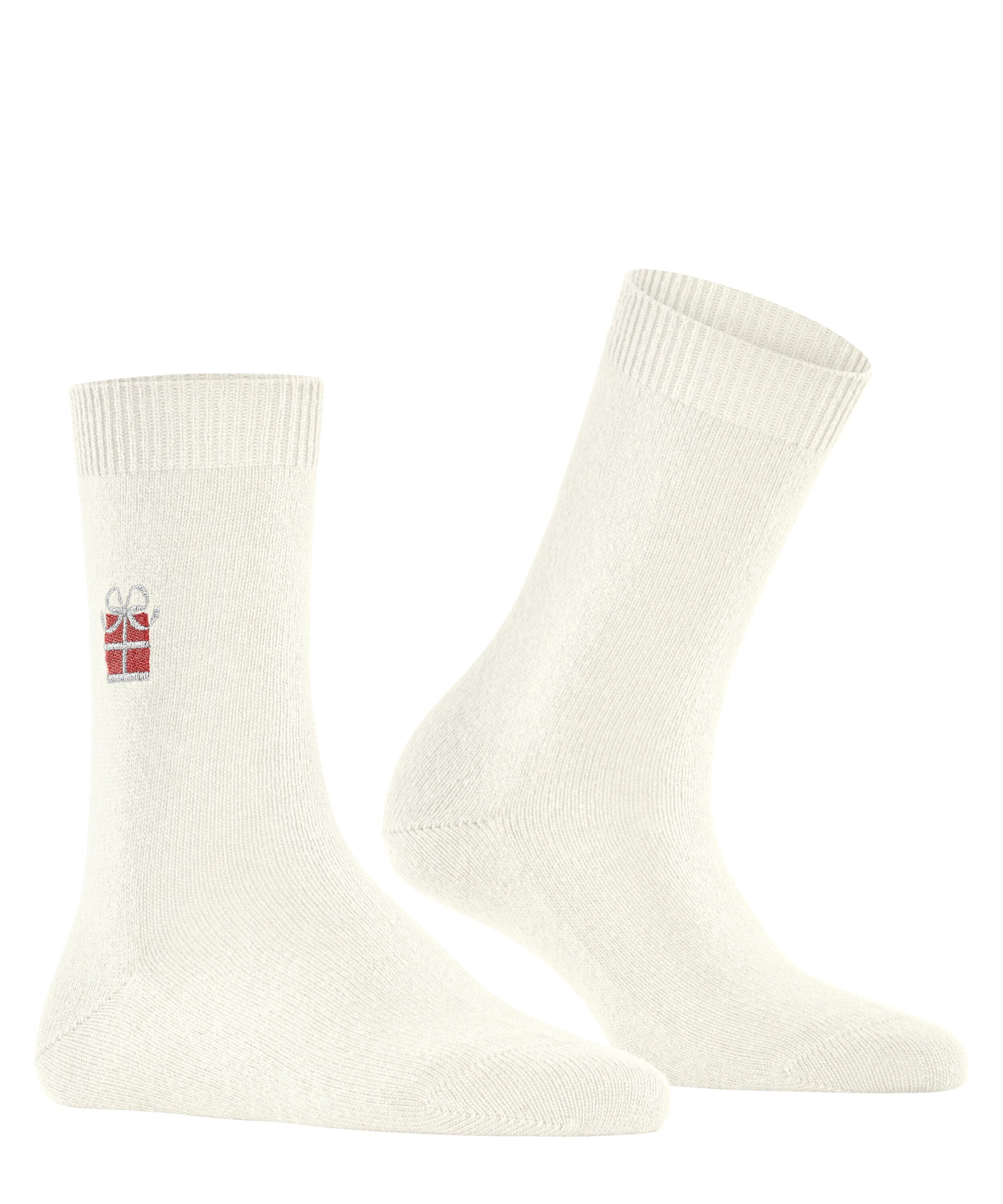 (1-Paar) (2040) Wool X-Mas off-white Cosy Socken Gift FALKE