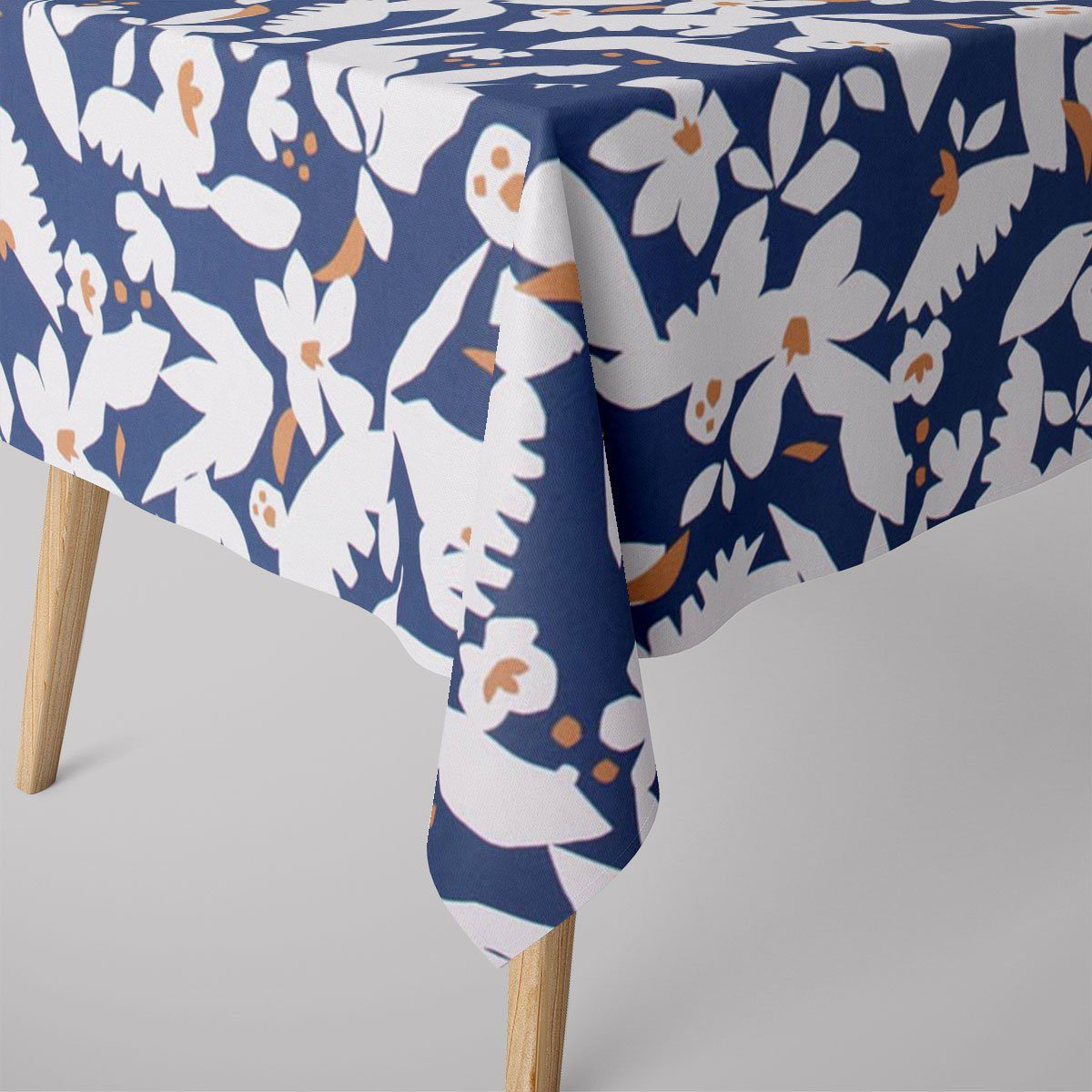 SCHÖNER LEBEN. Tischdecke SCHÖNER LEBEN. Tischdecke Ewazi Blätter Blumen abstrakt blau ecru, handmade