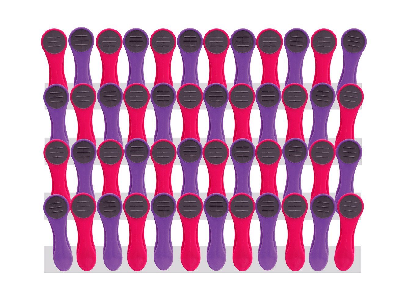 trendfinding Прищепки 48 Прищепки mit Federn aus Edelstahl und Soft Grip Lila-Pink, Langlebigkeit durch Federn aus Edelstahl, neueste Klammertechnik