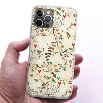 DeinDesign Handyhülle Retro Vogel Blumen Floral Wilderness, Apple iPhone 12 Pro Max Silikon Hülle Bumper Case Handy Schutzhülle