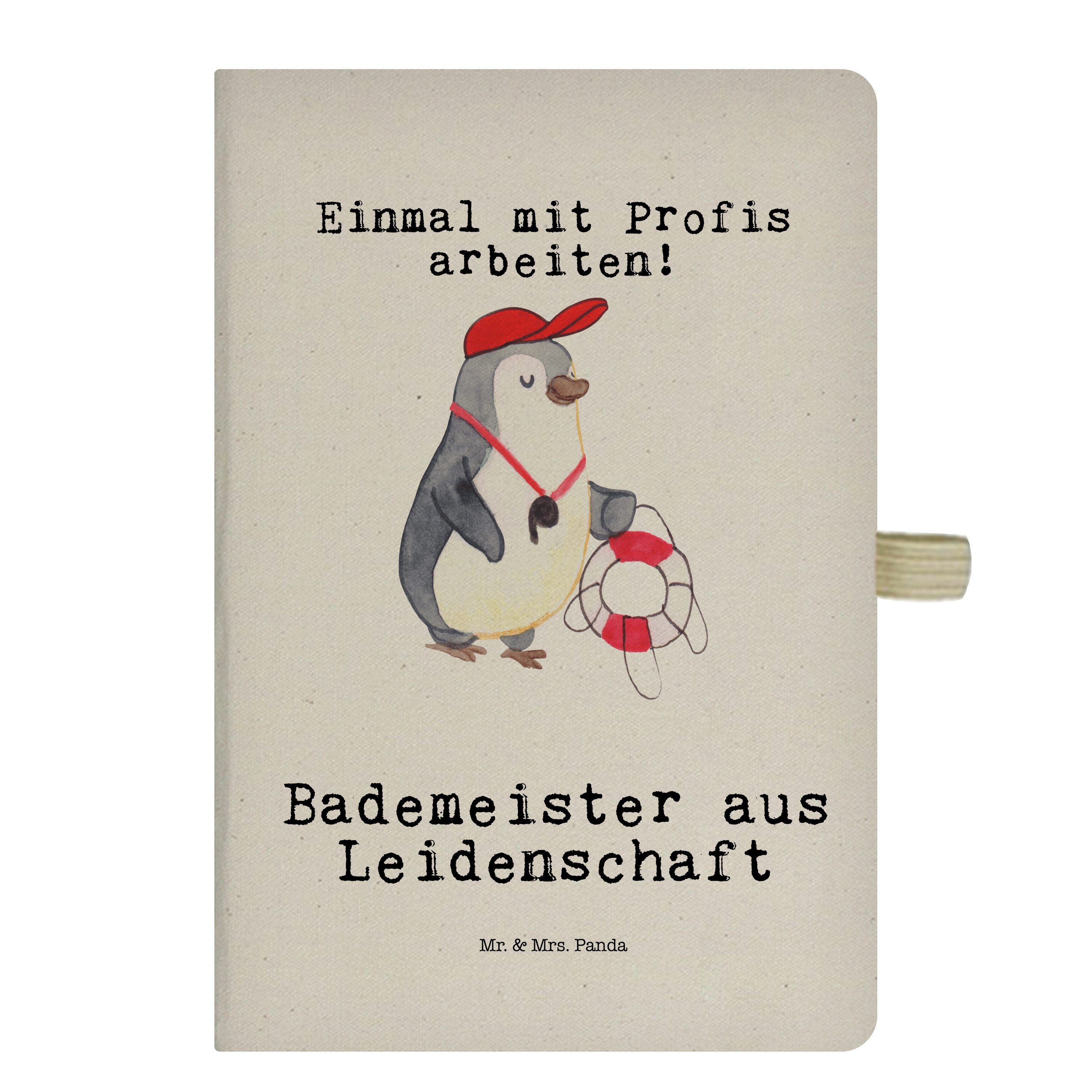 Mr. & Mrs. Panda Notizbuch Bademeister aus Leidenschaft - Transparent - Geschenk, Schwimmverein, Mr. & Mrs. Panda