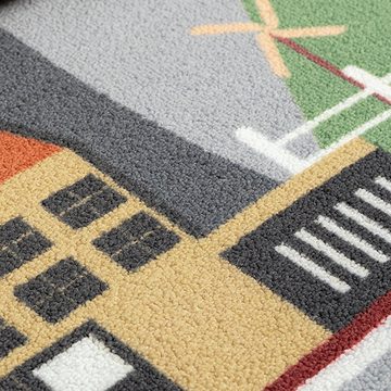 Teppich Kinder Spielmatte mit Blick auf die Stadt, Hintergrund in grau, Carpetia, rechteckig, Höhe: 12 mm