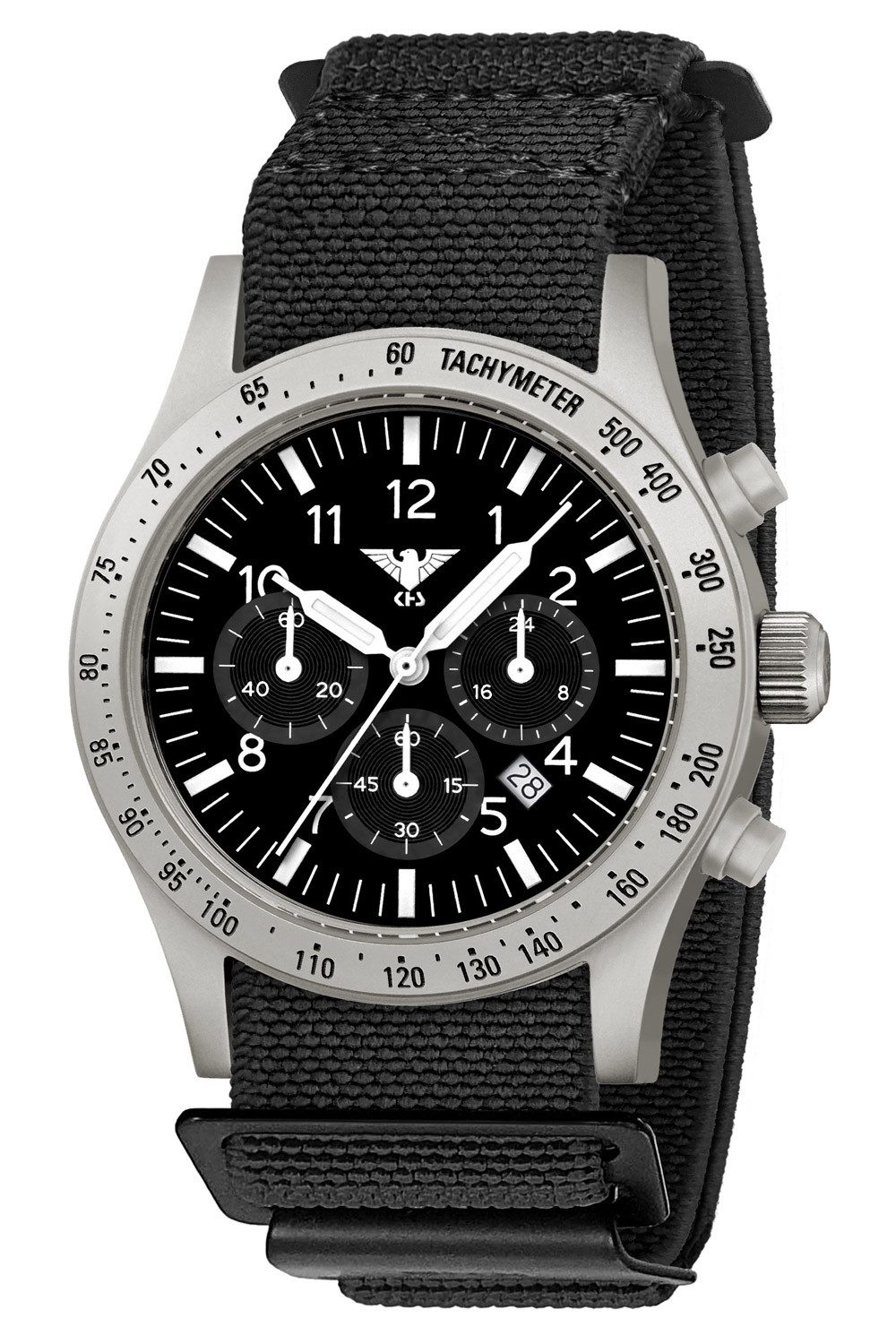 KHS Quarzuhr Platoon Solar Stahl Schwarz