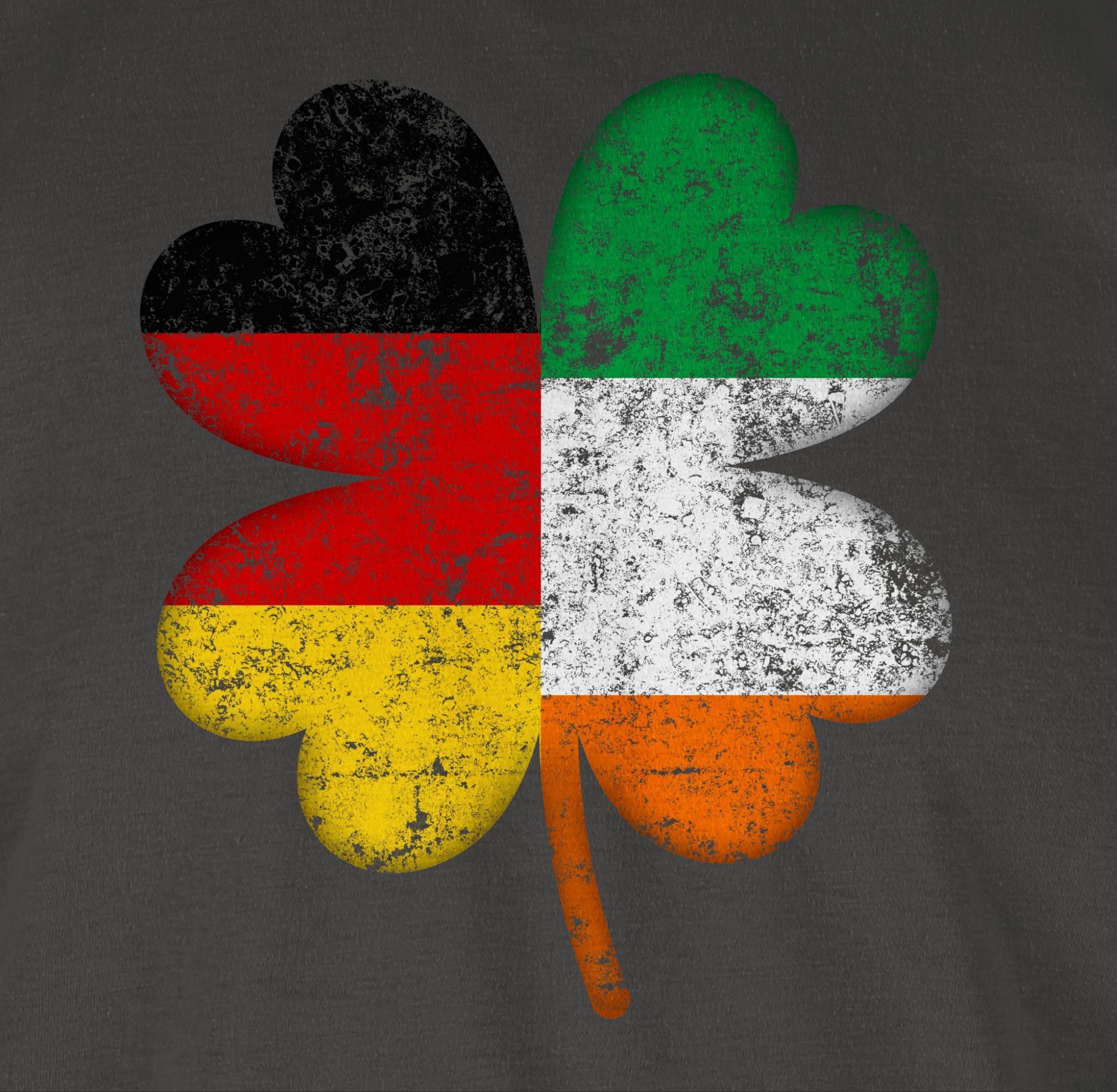 Shirtracer T-Shirt Deutschland Irland Kleeblatt Patricks 3 St. Day Dunkelgrau