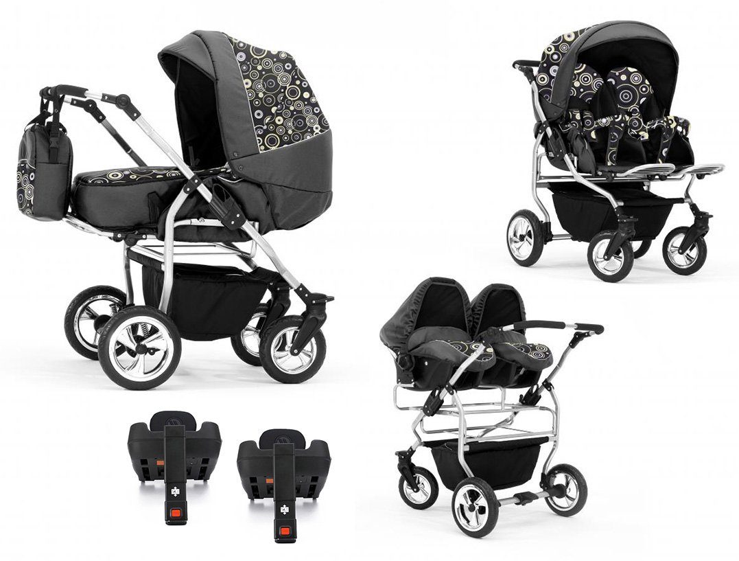 BabyMerc Zwillings-Kombikinderwagen Duo 5 in 1 inkl. Sportsitze, Autositze und Isos in 20 Цвета(ов)