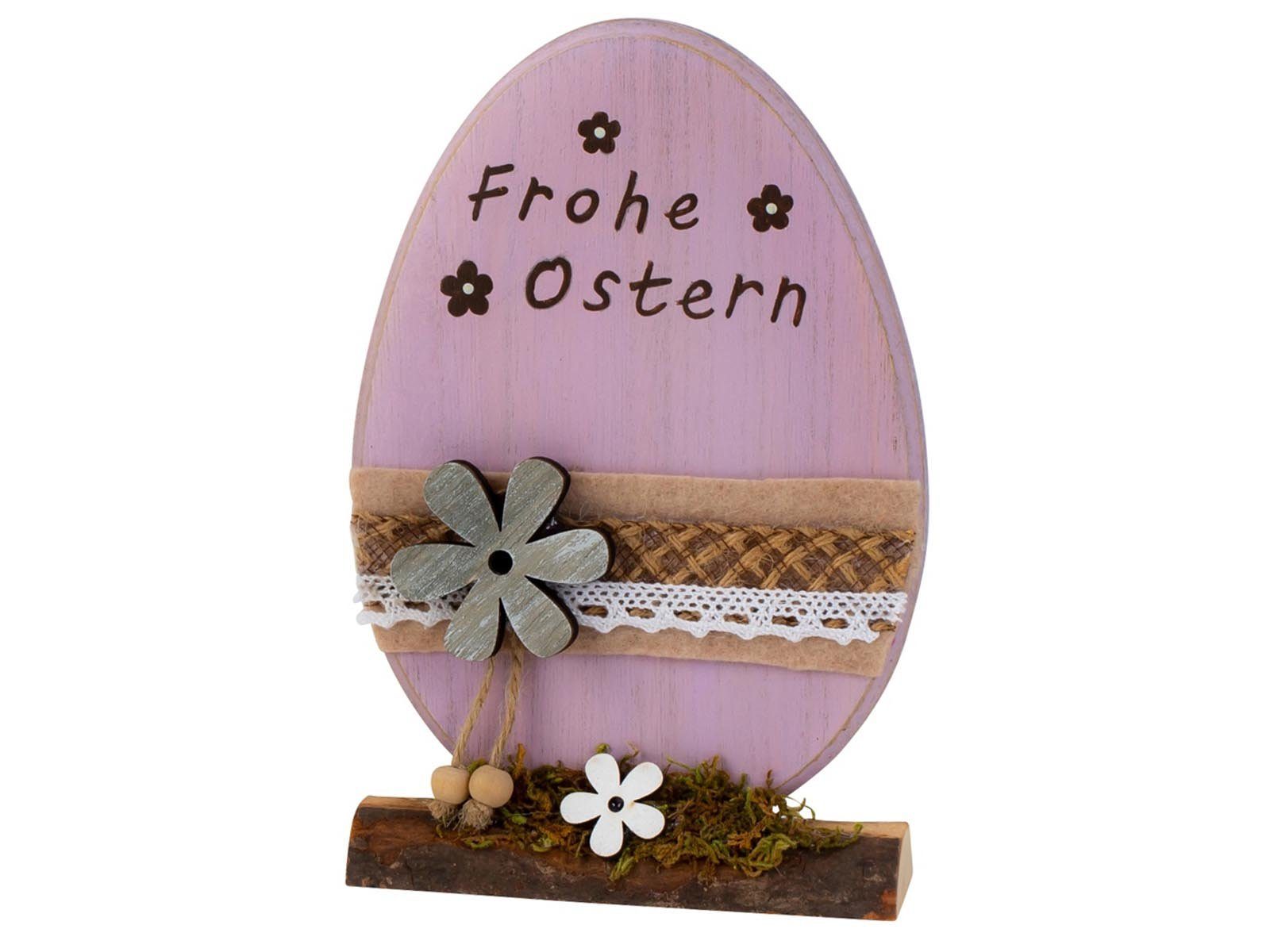 Mel-O-Design Osterei 9620 Osterei aus Holz mit Aufdruck " Frohes Fest " ca. 20 x 14 cm, Ostern rosa