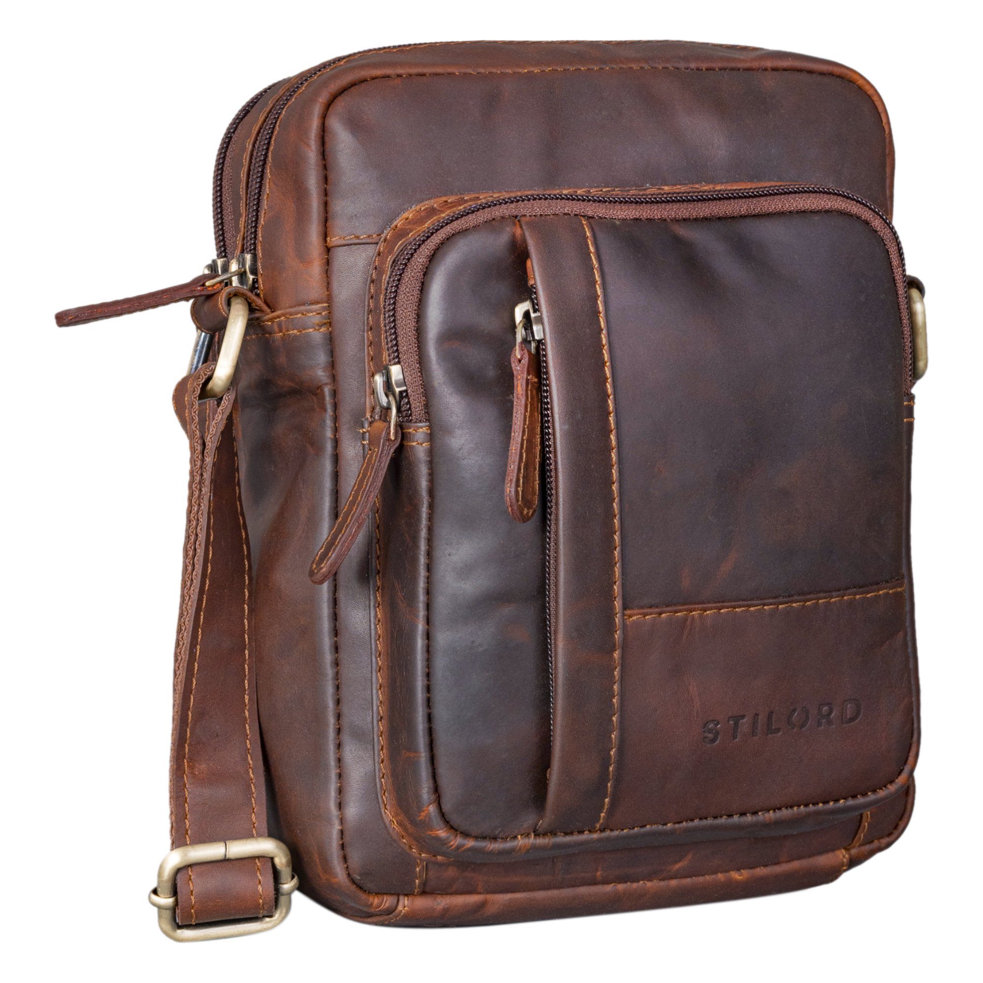 Schultertasche "Godric" Herrentasche zum Umhängen Leder Mittel Arbeit und Freizeit
