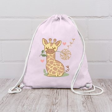 Shirtracer Turnbeutel Giraffe mit Pusteblume, Tiermotiv Animal Print