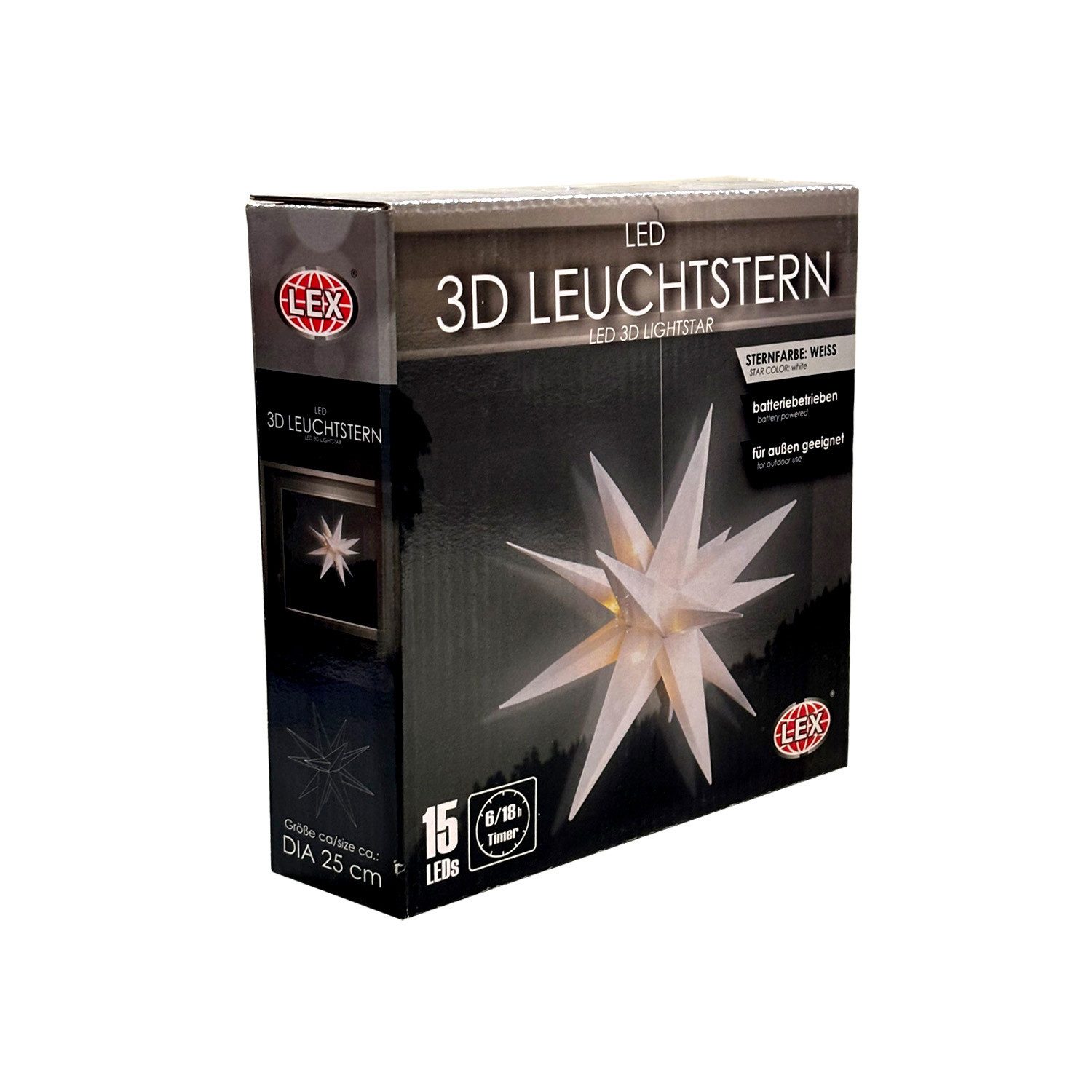 Mojawo Lichtervorhang LED Weihnachtsstern Weiß 25cm günstig online kaufen