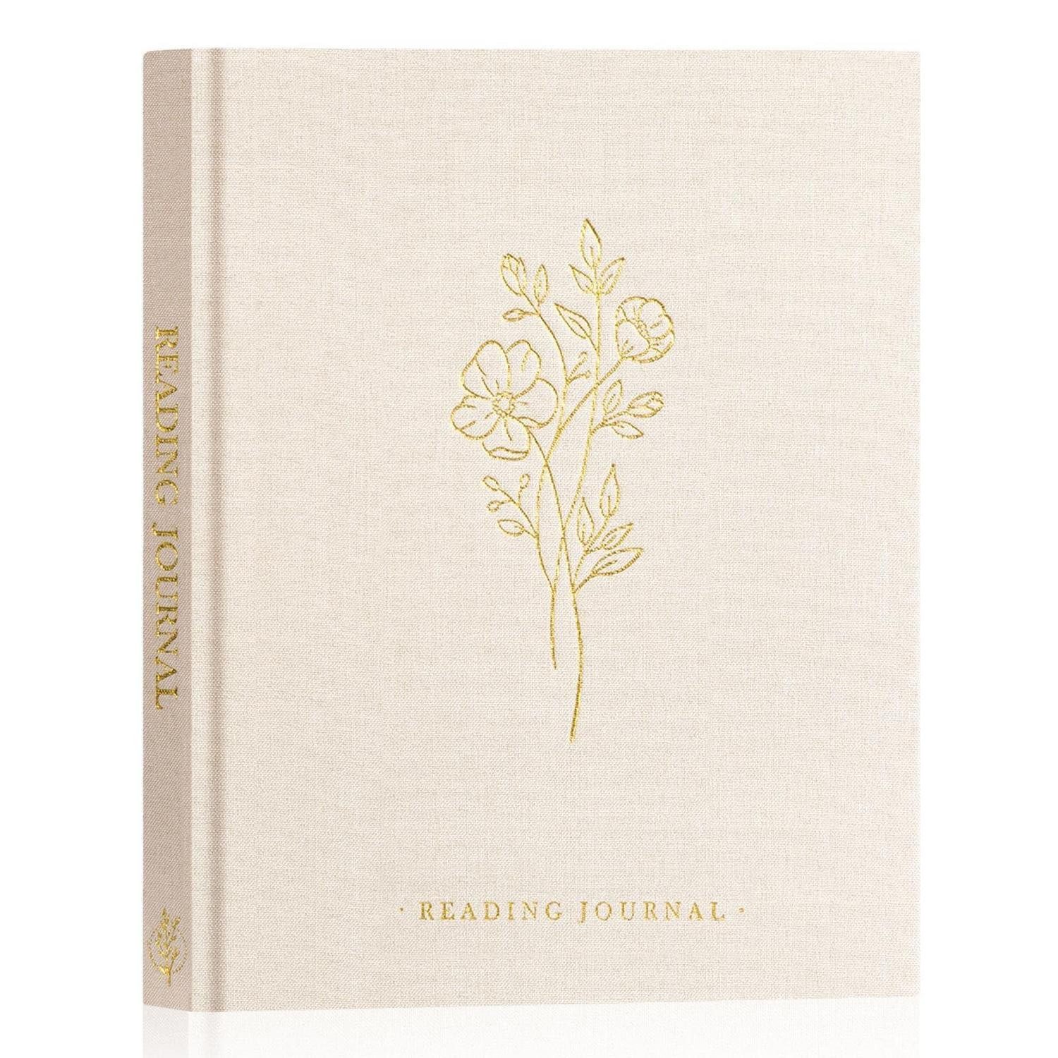 LuxusKollektion Tagebuch Lesetagebuch Beige Blume Buchjournal