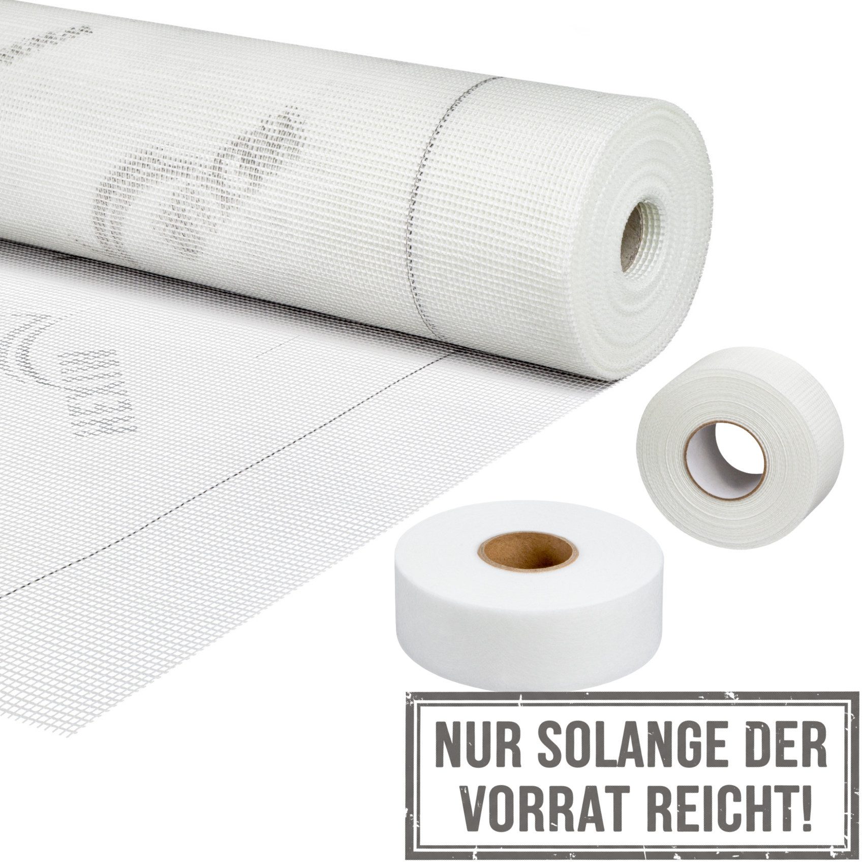 Hexim Glasfasergewebe, (Trockenbau, 50m Armierungsgewebe 160g/m², selbstklebendes Gewebeband 50mm, Fugendeckstreifen 50mm - Verfugen von Gipskarton (Selbstklebendes Gewebeband 50mm x 50m - 1 Rolle)